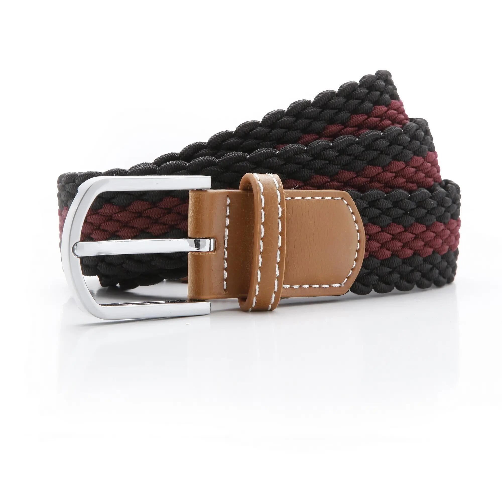Mens Two Colour Stripe Braid Stretch Belt Asquith & Fox Nero/Bordeaux 2/2