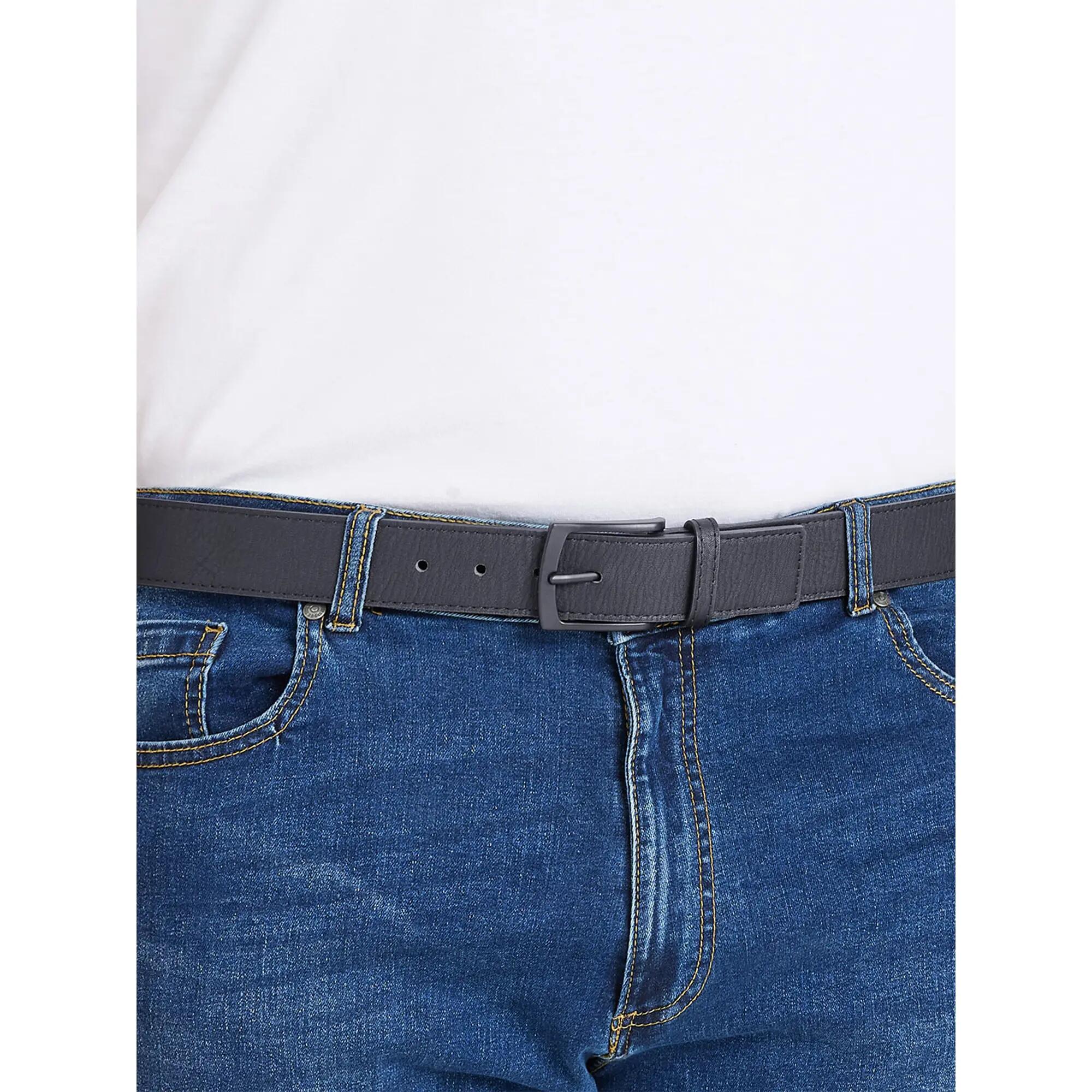 Gürtel "D555 Ozzy", Matt, Geklebtes Leder Herren Schwarz 5/5