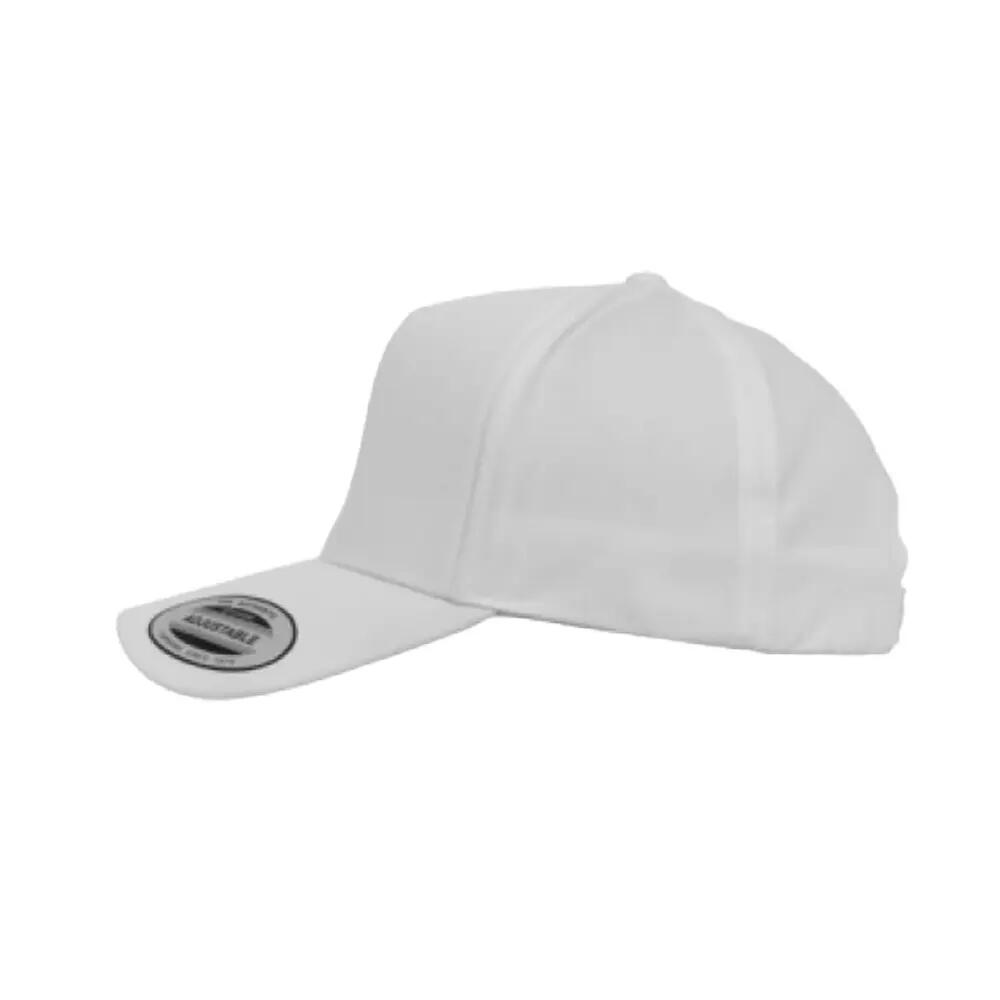 Boné clássico de 5 painéis com fecho de correr (Branco) 3/4