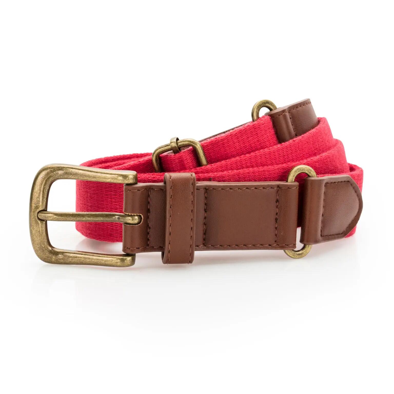 Kunstleder und Canvas Gürtel Herren Kirsch Rot 2/2