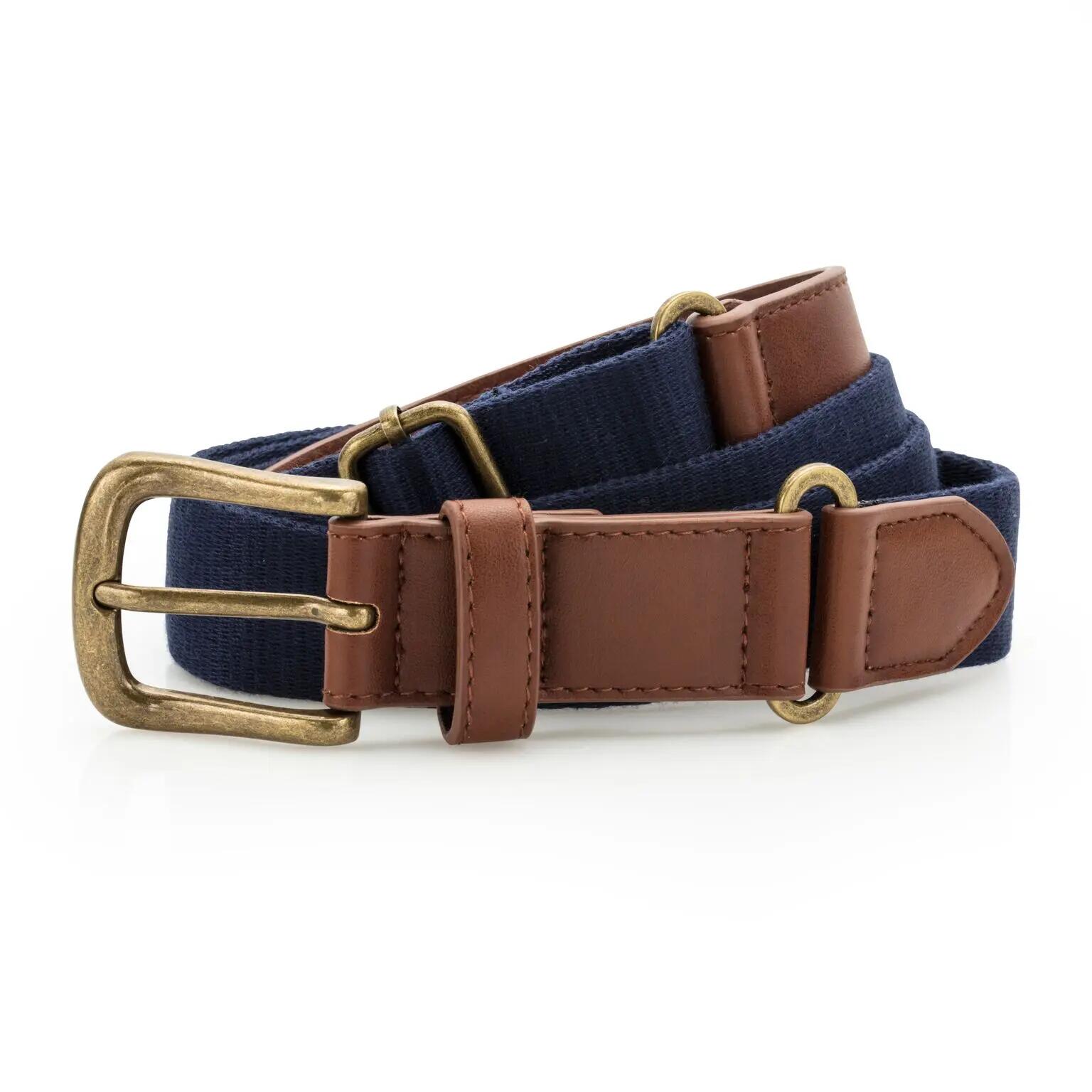 Kunstleder und Canvas Gürtel Herren Marineblau 2/2