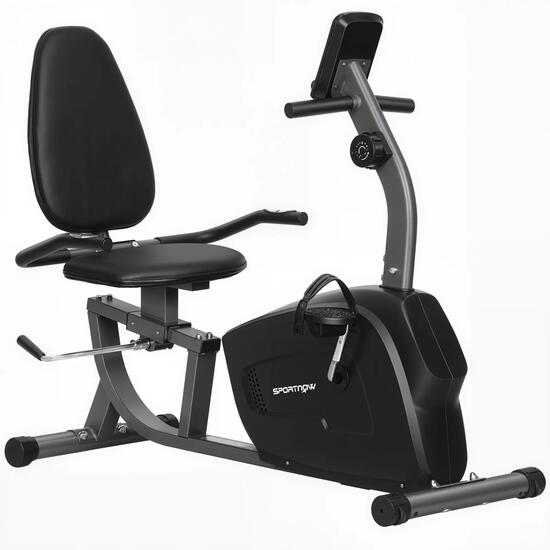 Vélo d'appartement semi-allongé réglable écran LCD multifonction noir