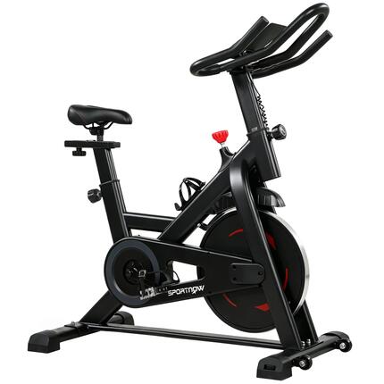 Vélo de biking réglable volant d'inertie 6 Kg écran LCD acier rouge noir