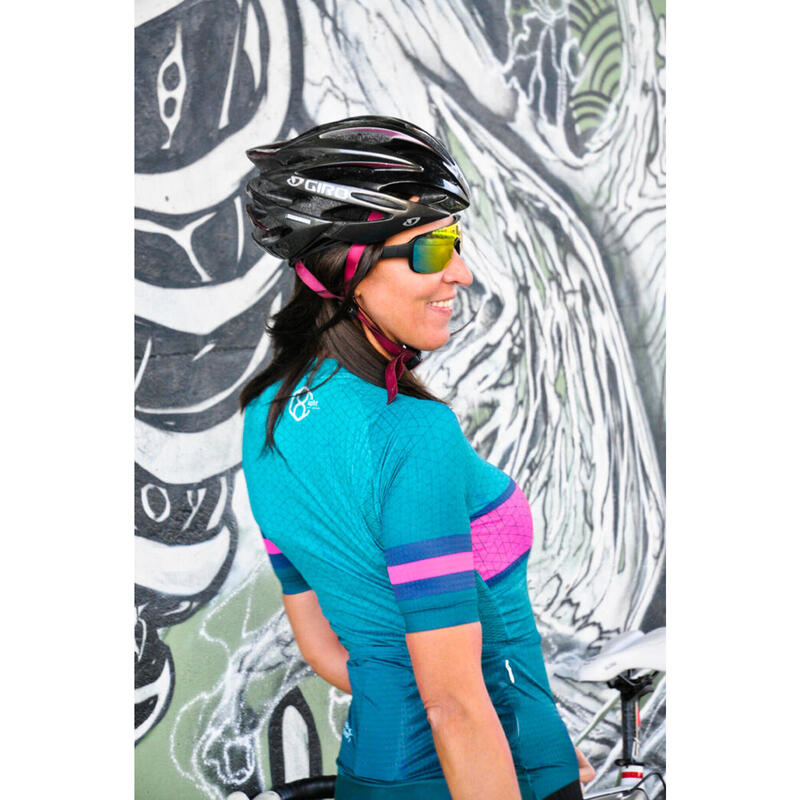 Maillot de cyclisme pour femmes, manches courtes, verte petrole 8andCounting