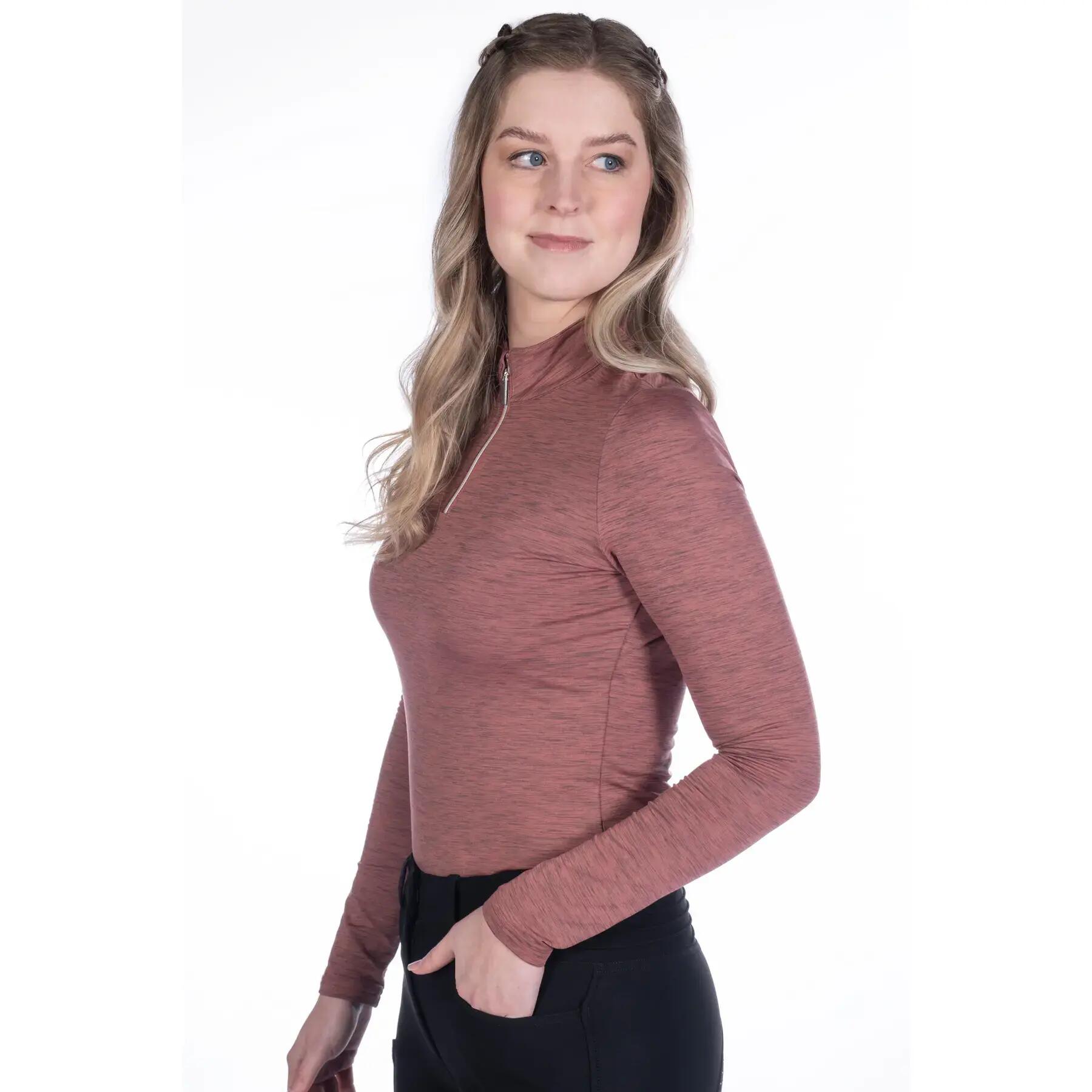 T-shirt equitazione a maniche lunghe da donna HKM Rosewood Melange 2/4