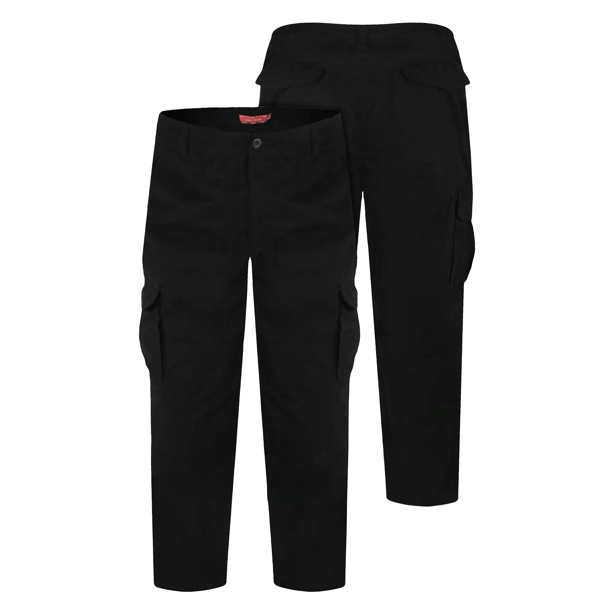 D555 Pantalon Uni À Poches Grande Taille ROBERT Homme (Noir) 5/6