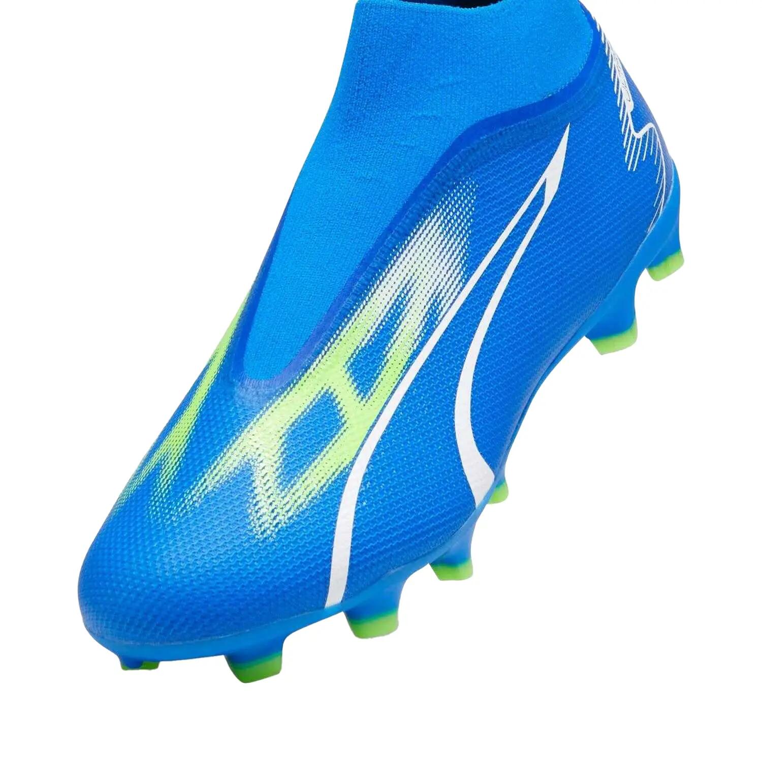 Heren Ultra Match Slipon Voetbalschoenen (Blauw/Puma Wit/Groen Pro) 7/7