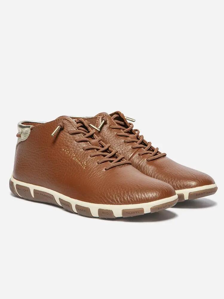 Chaussures - Tennis - Femme - Hautes, cuir, lacets élastiques - JESMINI - Marron 5/5