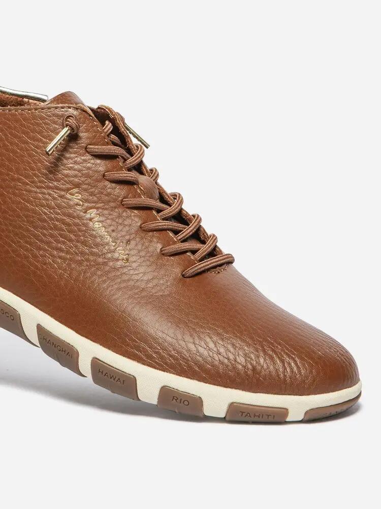 Chaussures - Tennis - Femme - Hautes, cuir, lacets élastiques - JESMINI - Marron 3/5