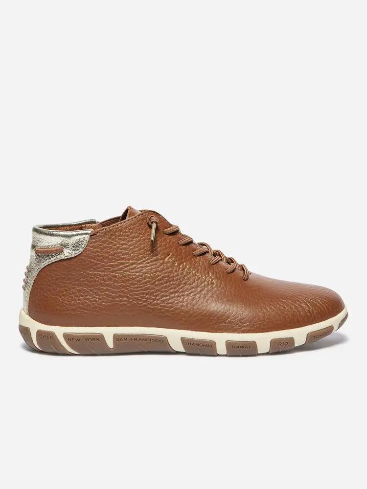 Chaussures - Tennis - Femme - Hautes, cuir, lacets élastiques - JESMINI - Marron 2/5
