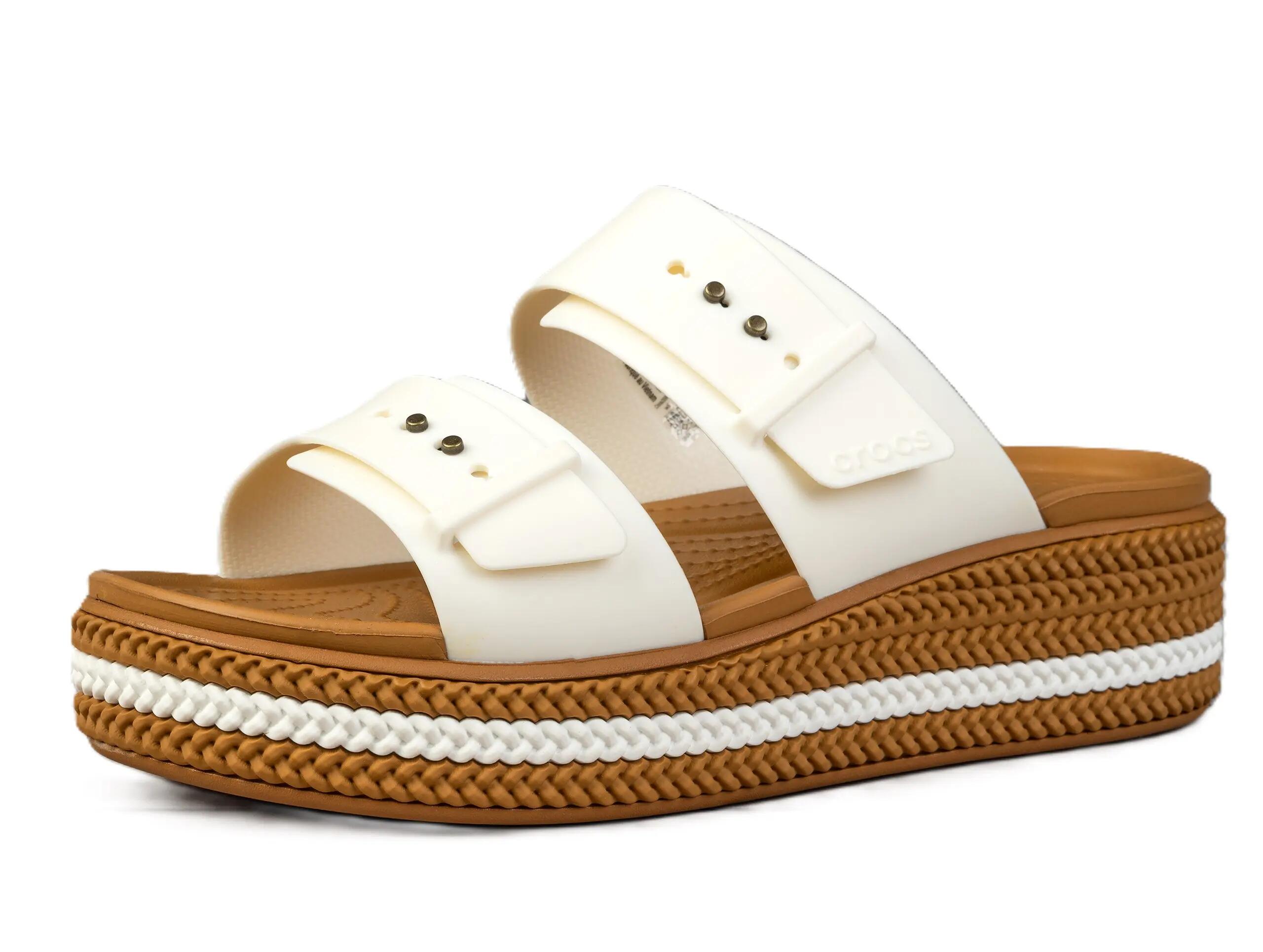 Klapki damskie platformy Crocs BROOKLYN WOVEN BUCKLE 3/5