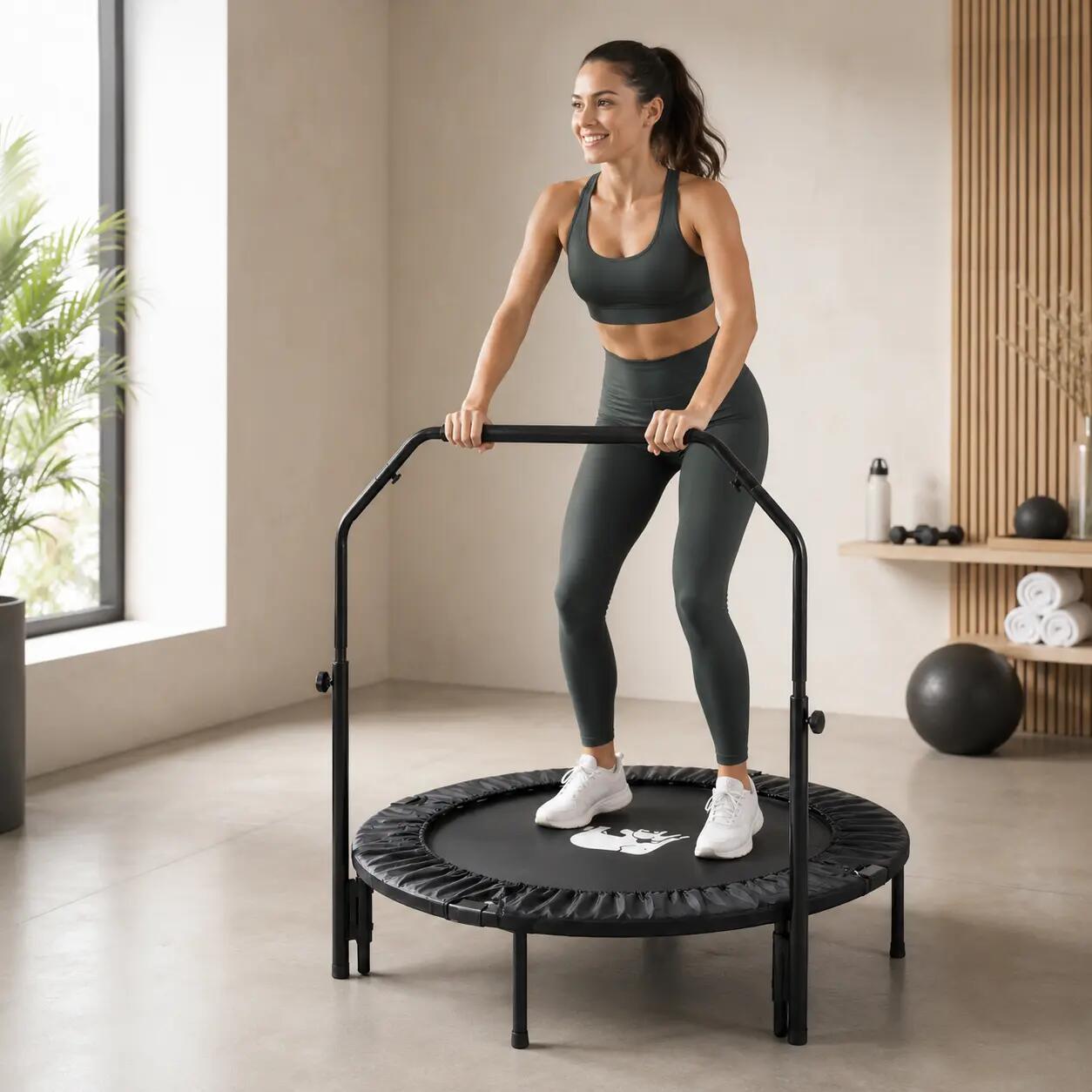 Deryan Trampolim de Fitness Dobrável 100 cm - Com Pega - Preto 7/7