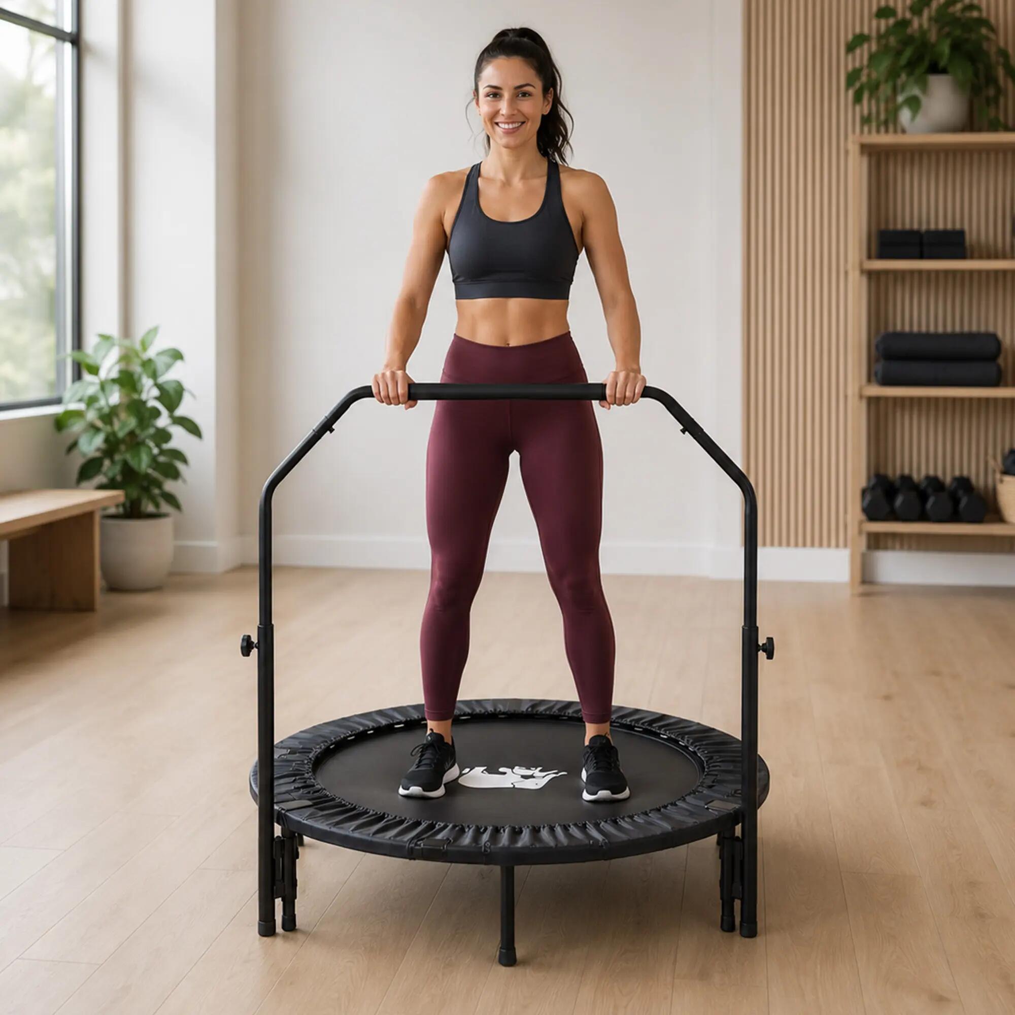 Deryan Trampolim de Fitness Dobrável 100 cm - Com Pega - Preto 6/7