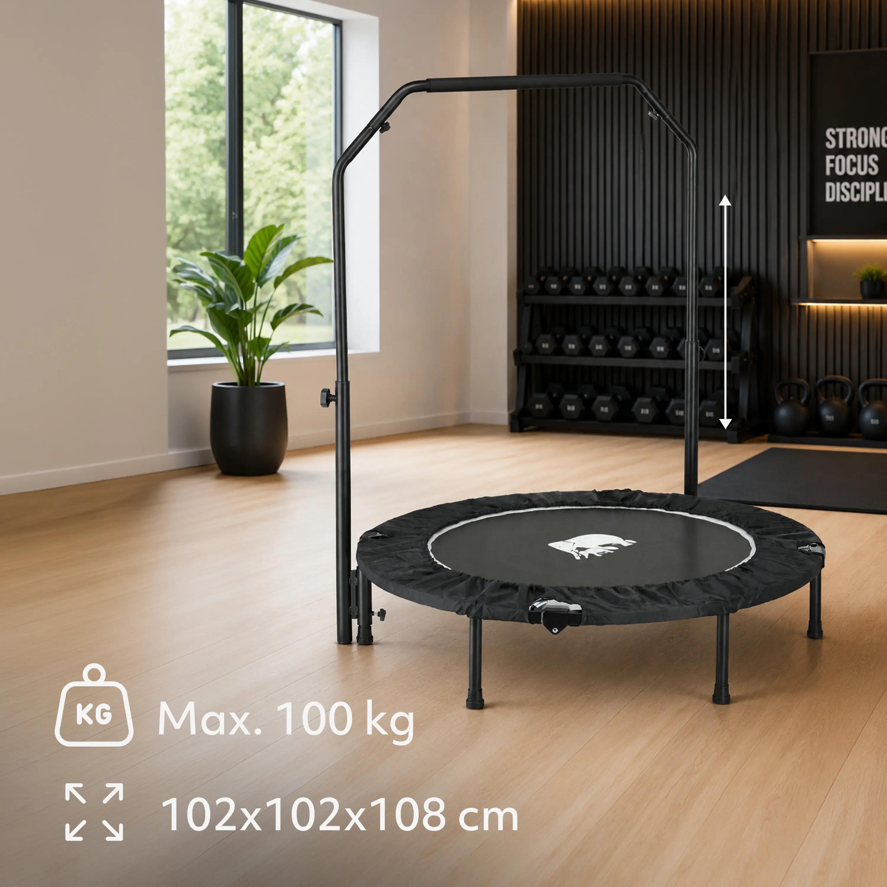 Deryan Trampolim de Fitness Dobrável 100 cm - Com Pega - Preto 4/7