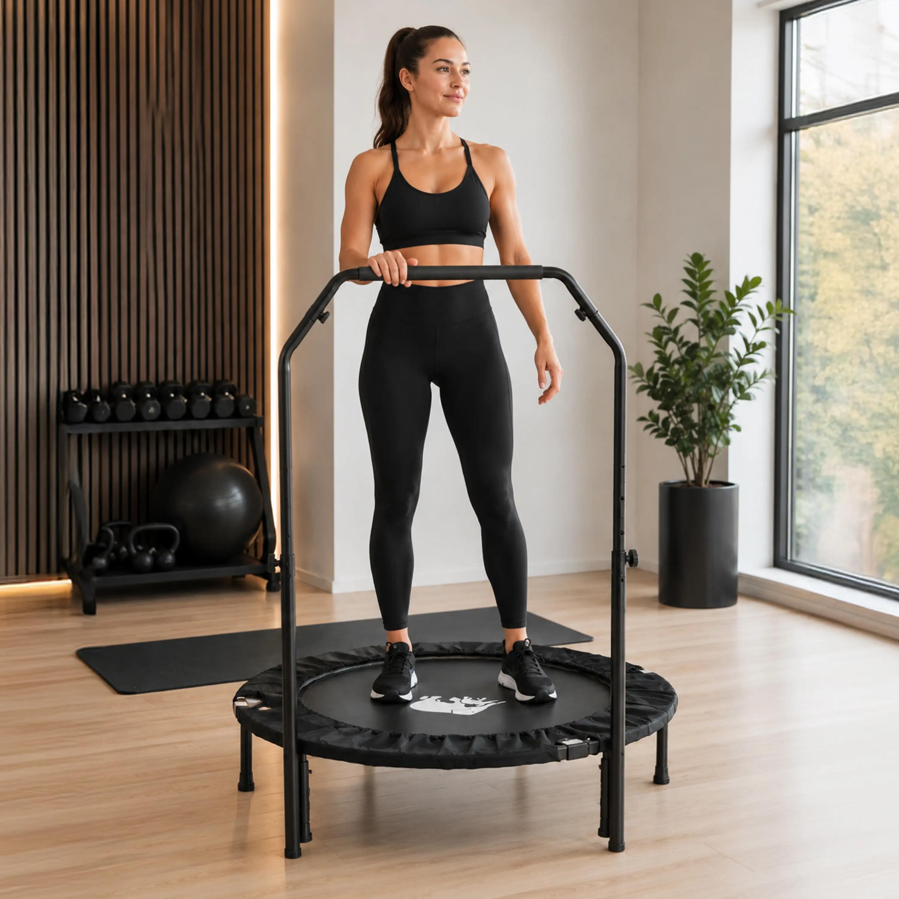 Deryan Trampolim de Fitness Dobrável 100 cm - Com Pega - Preto 2/7