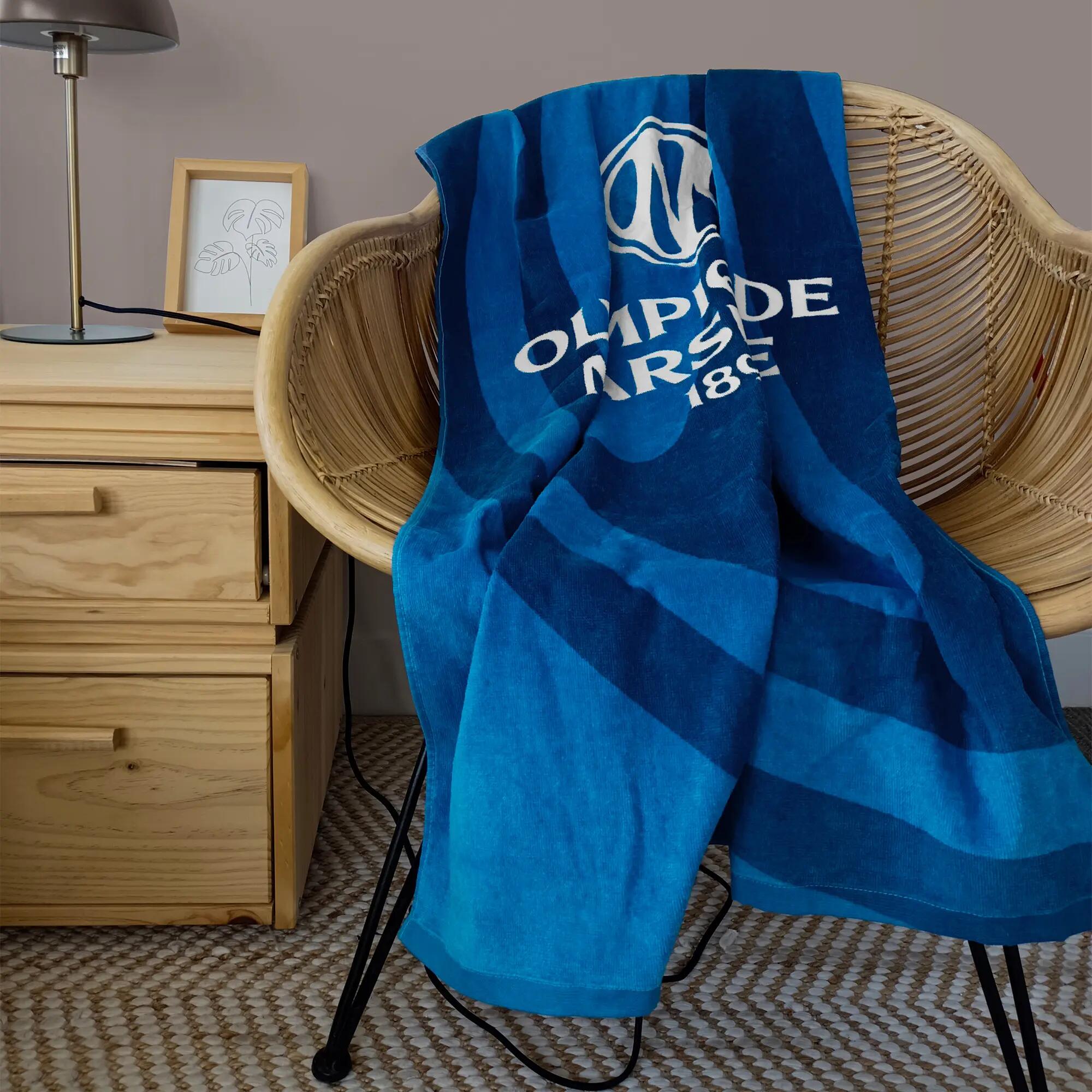 Serviette de bain 75x150 cm coton football Marseille - Mer 2/3