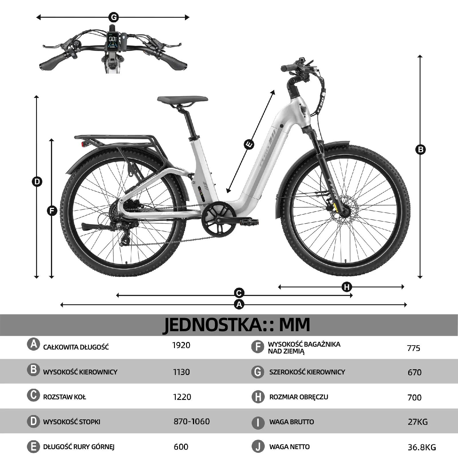 TTGO E-SUVO elektryczny rower dla dorosłych 250W silnik 48V15Ah bateria 15/15