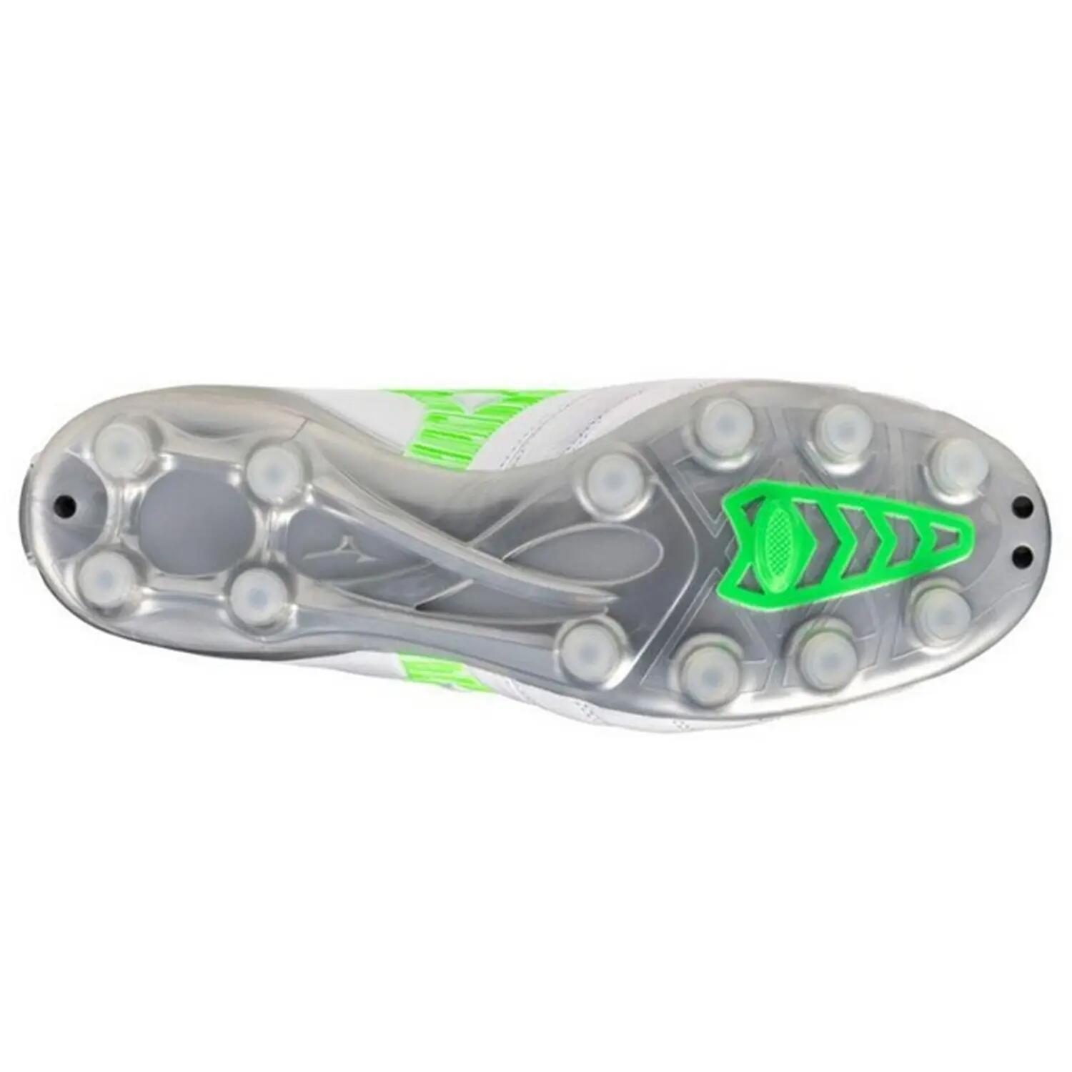 Heren Morelia Neo IV Pro Leren Stevige Grond Voetbalschoenen (Wit, Groen) 5/5