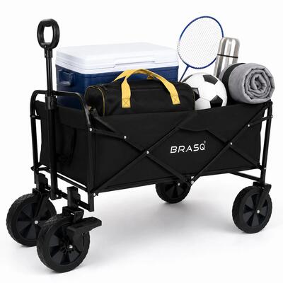 Brasq bolderkar opvouwbaar deluxe wc200 - 108l inhoud - zwart