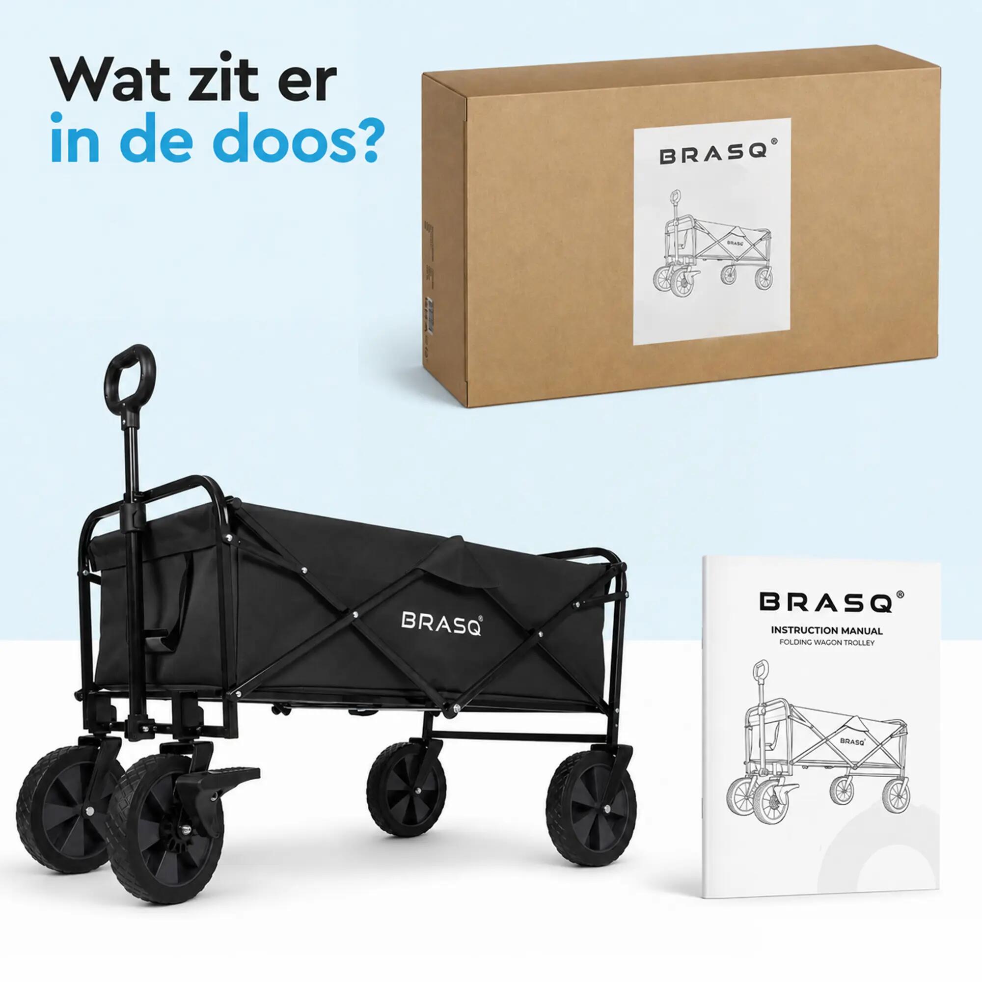 BRASQ Bolderkar Opvouwbaar - 100 Liter - 80 KG Draagkracht - Zwart 4/11