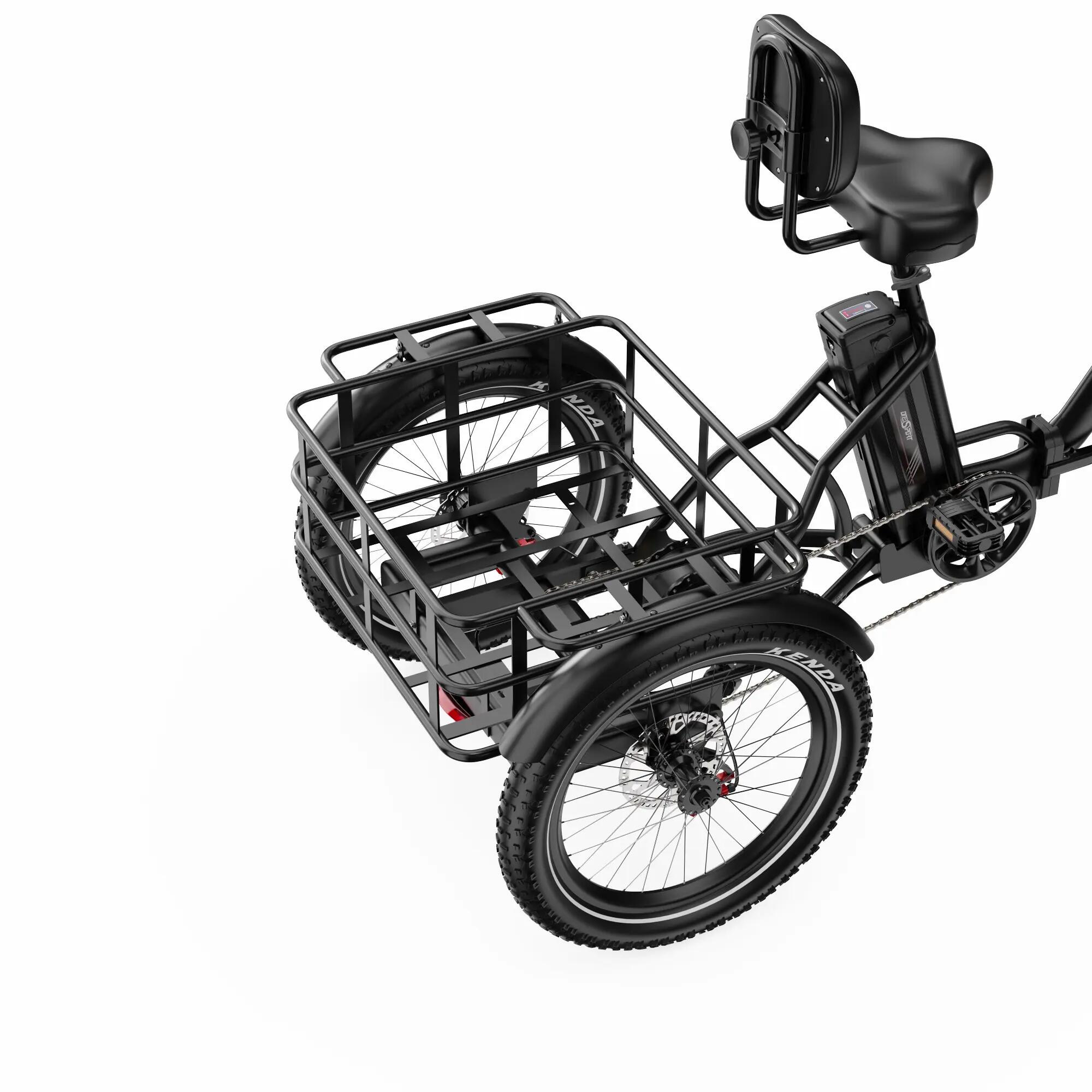 Elektryczny rower trójkołowy dla dorosłych OT30 PRO, opony 20"×3,0", 48V 18Ah. 13/15