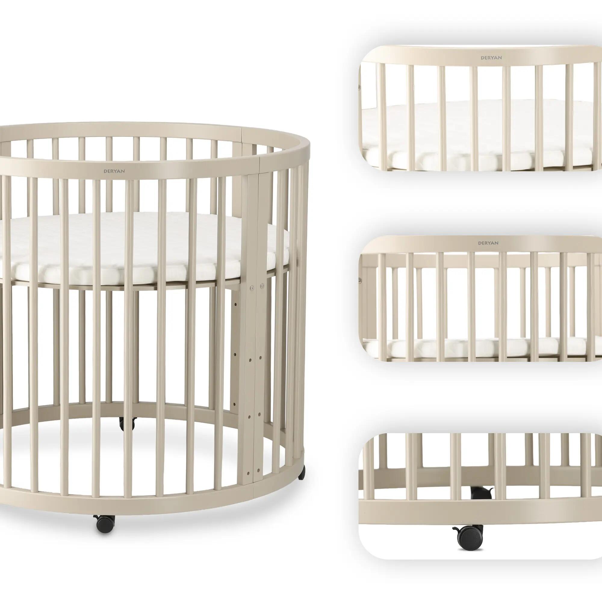 Deryan Willow Box Recinto Rotondo in Legno per Bambini con Materasso - Sabbia 4/8