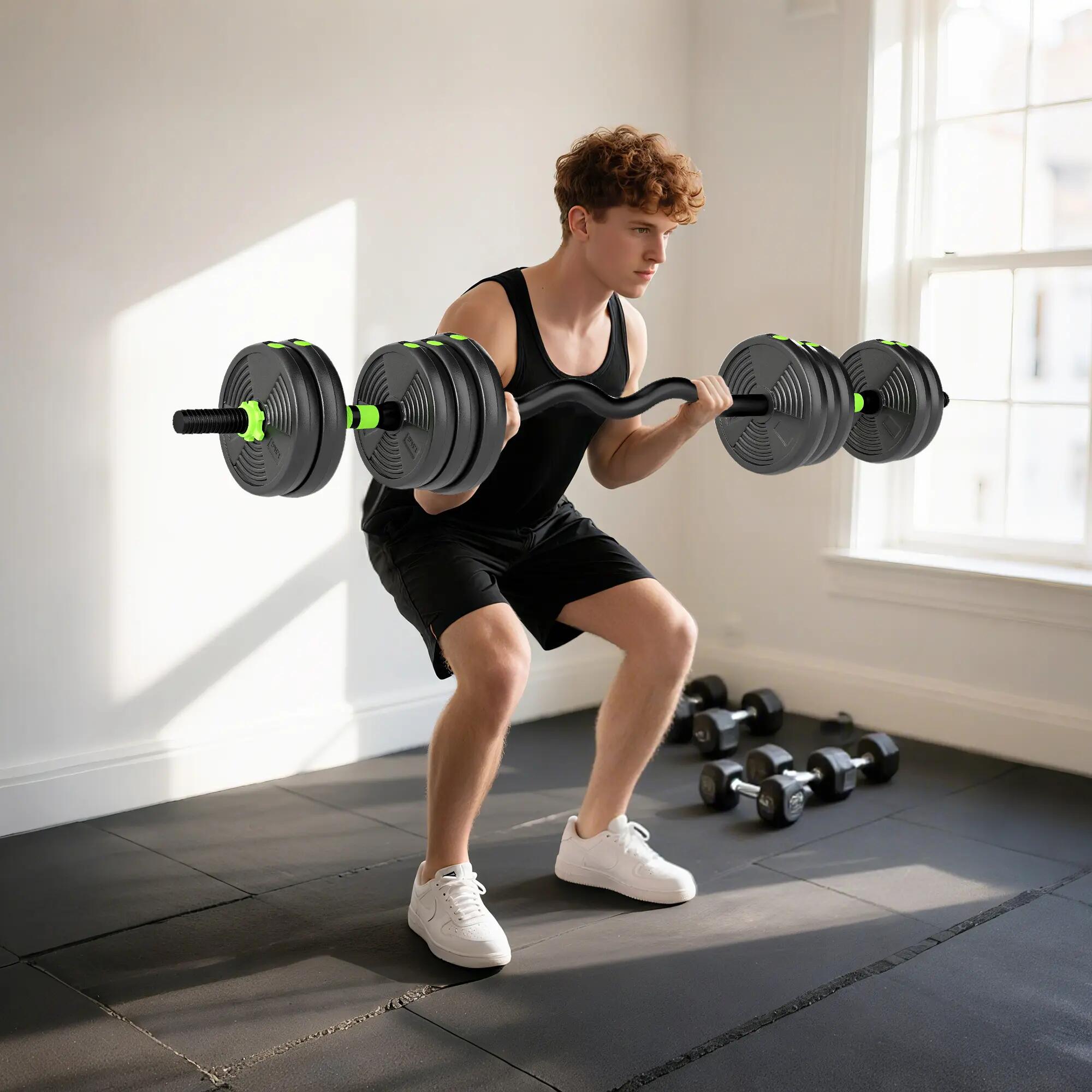 Ensemble haltères musculation 3 en 1 haltères Olympic barre Curl EZ barre 20 Kg 4/5