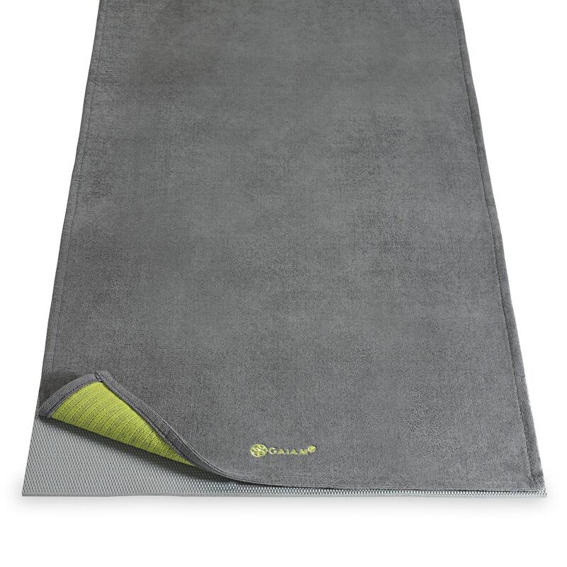Strak Handschrift koffie GAIAM Grippy Yoga Handdoek met Anti-slip - Citron/Storm | Decathlon