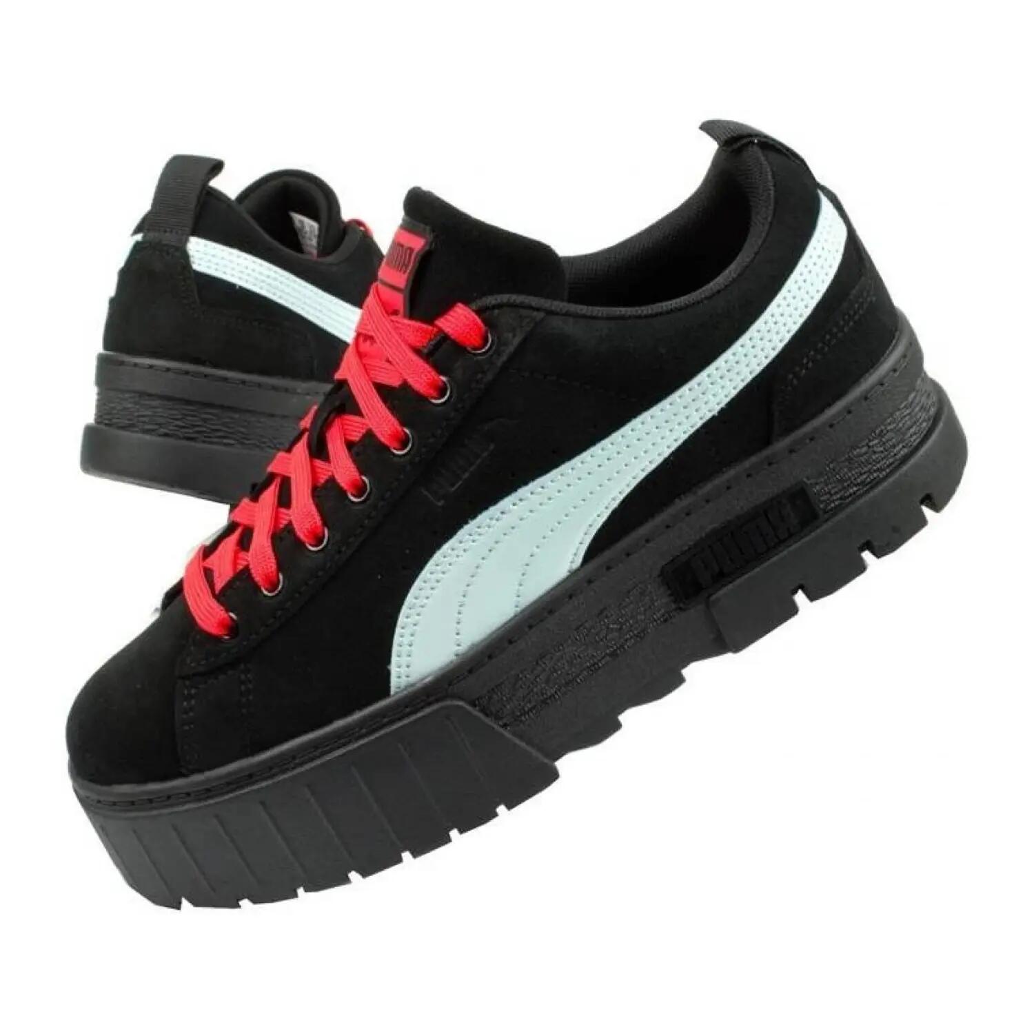 Dames Mayze Dua Lipa Leren Trainers (Zwart) 7/10