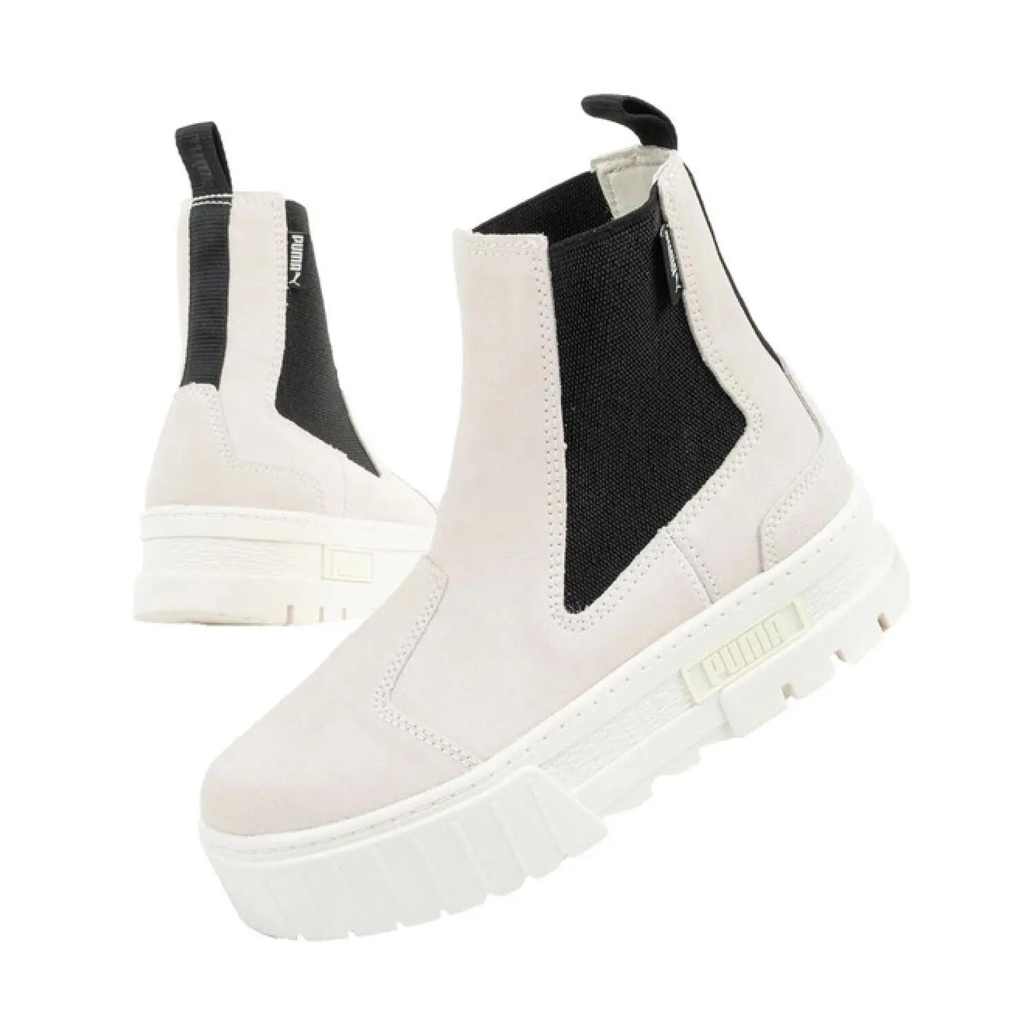 Stiefeletten "Mayze", Wildleder Damen Weiß/Schwarz 7/7