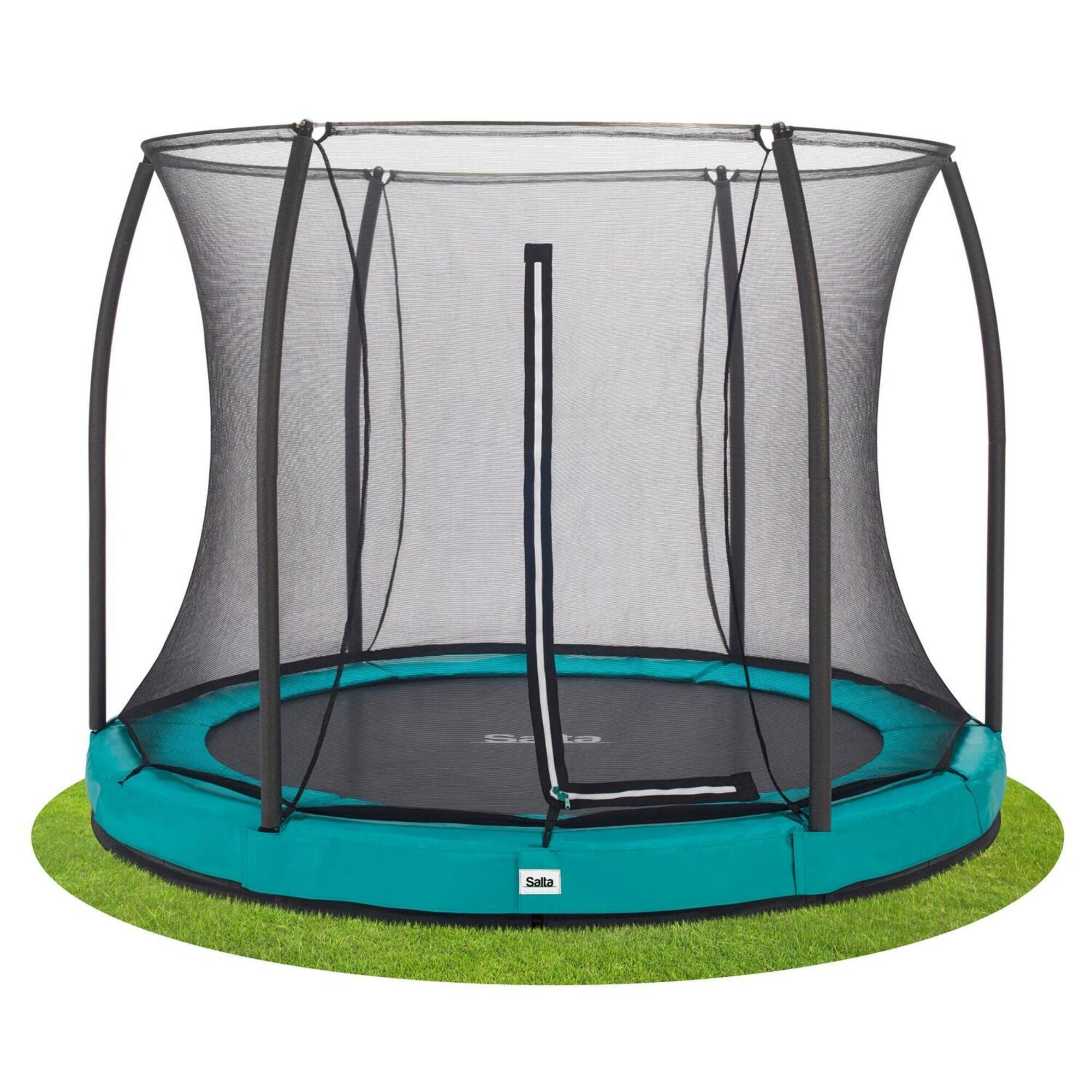 SALTA 10ft Salta Green Comfort Edition InGround Round Trampoline with Enclosure