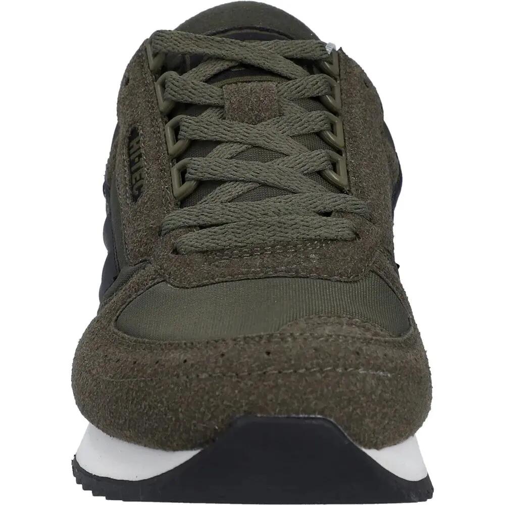 Mens Silver Shadow Suede Trainers (Dark Olive) 5/5