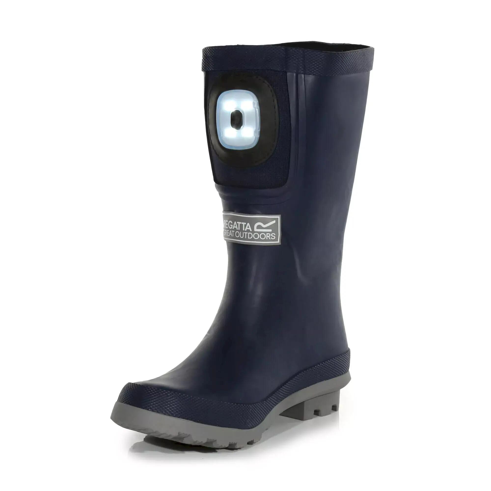 Stivali Di Gomma Leggero Bambini Regatta Fairweather Shine Brite Blu Navy Grigio 6/7
