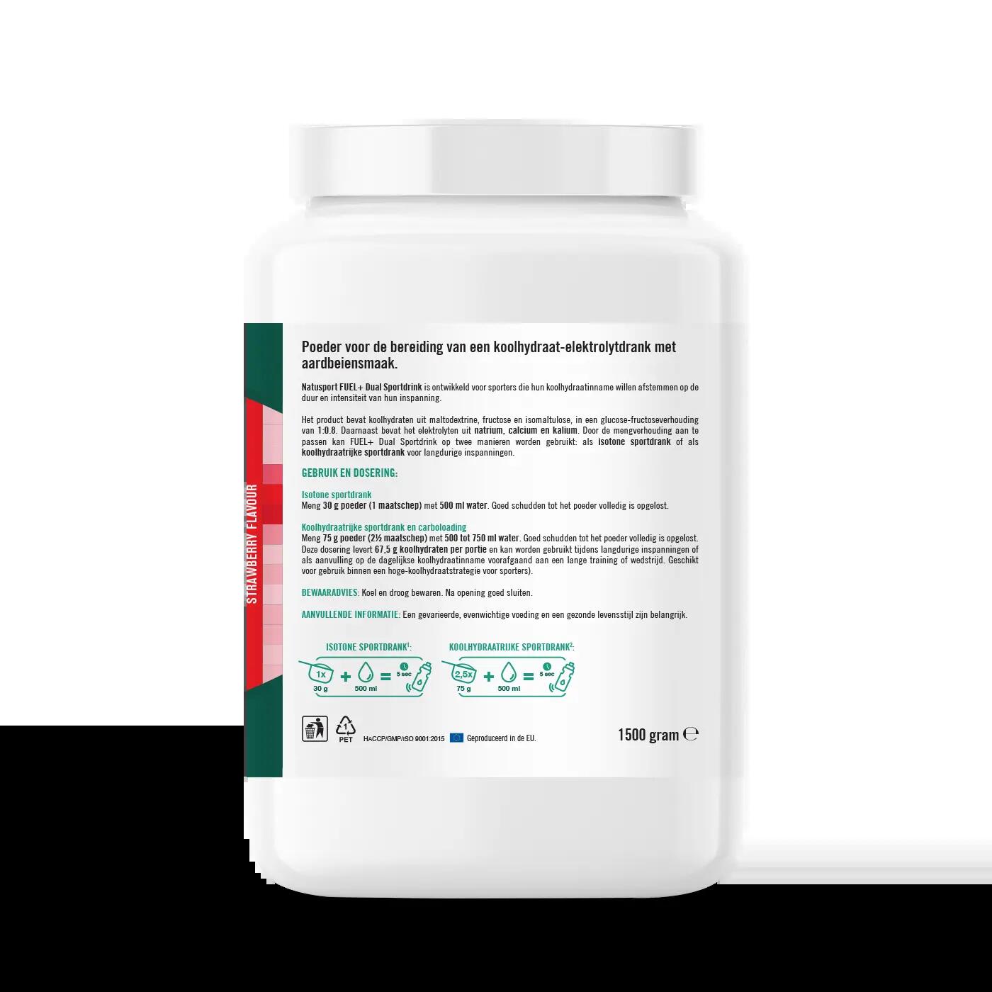FUEL+ Dual Sportdrank - Aardbei - 1,5kg pot 3/4