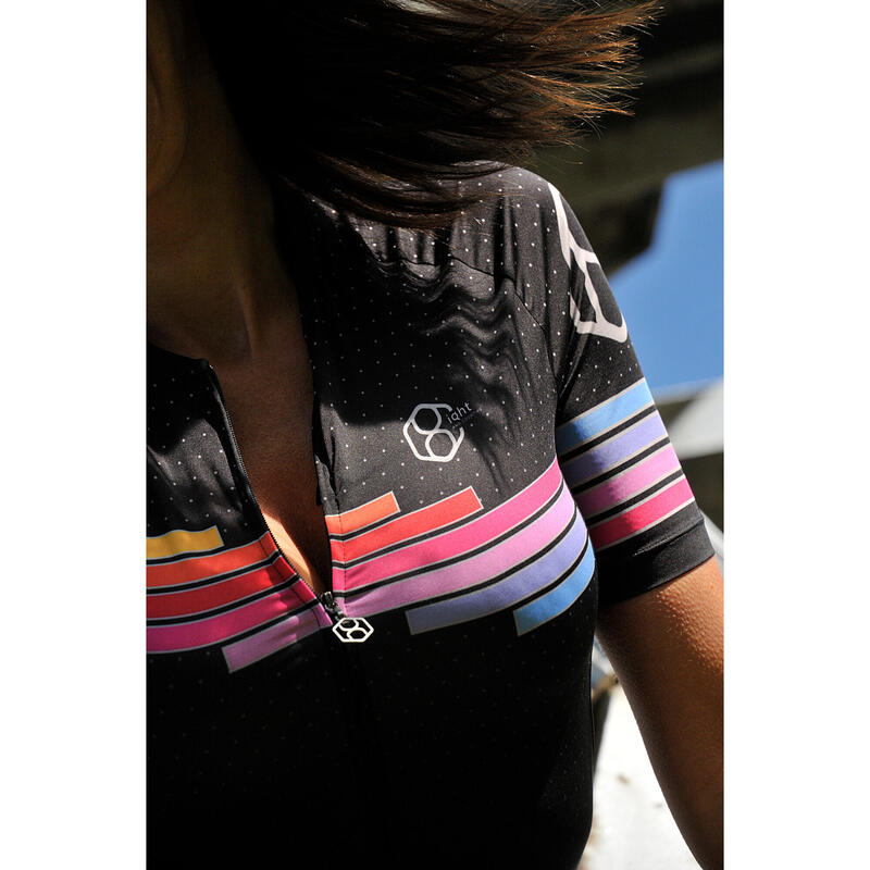 Maillot de cyclisme, manches courtes pour femmes noir 8andCounting
