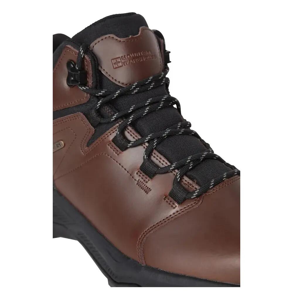 Mens Exploration Leather Waterproof Walking Boots (Brown) 5/5