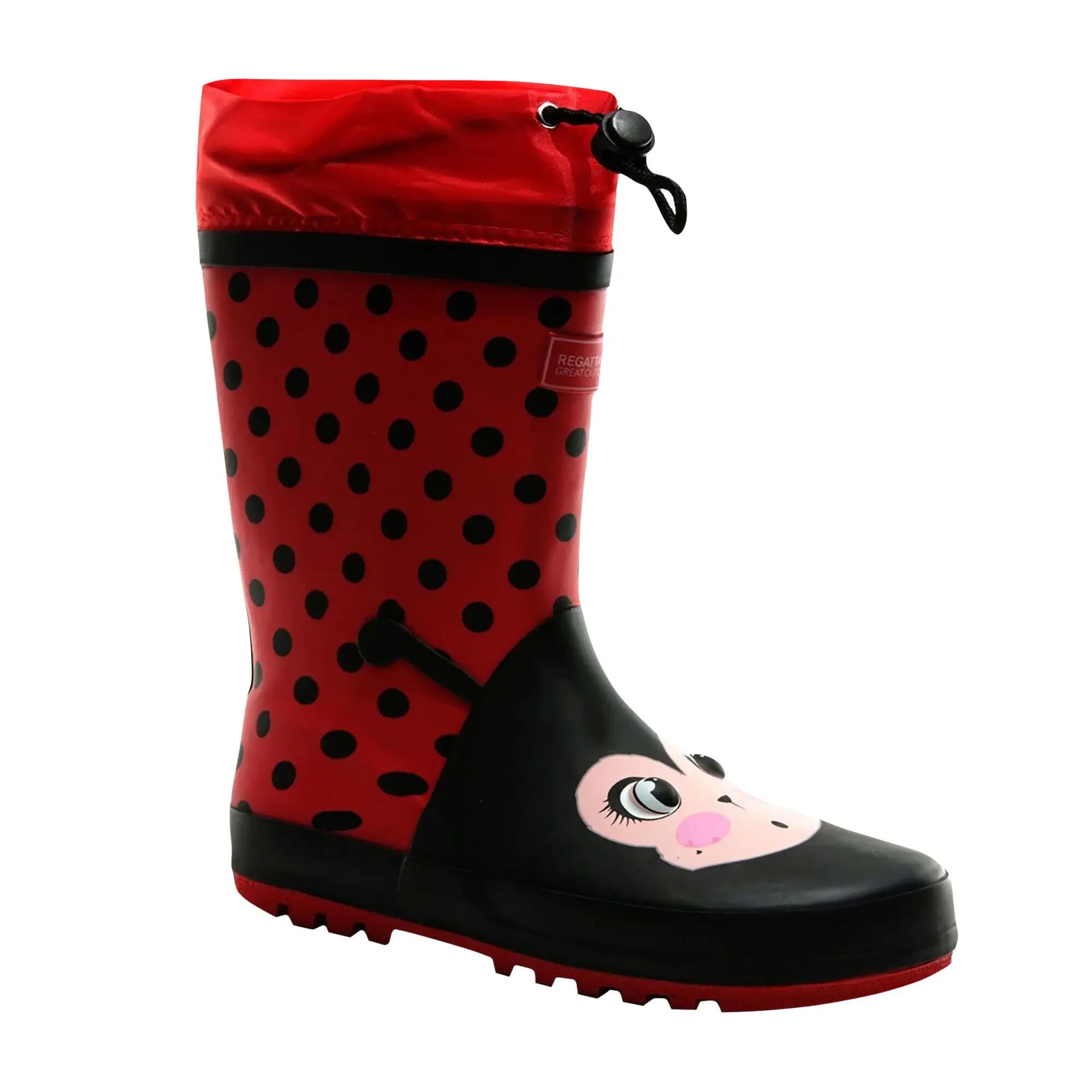 Regatta Stivali Di Gomma Dinosauro Bambini Dare 2B Mudplay Rosso Nero Dot 7/7
