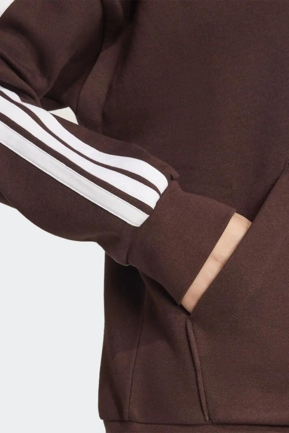 Sudadera con capucha de felpa de Adidas con cremallera completa y 3 franjas 4/6