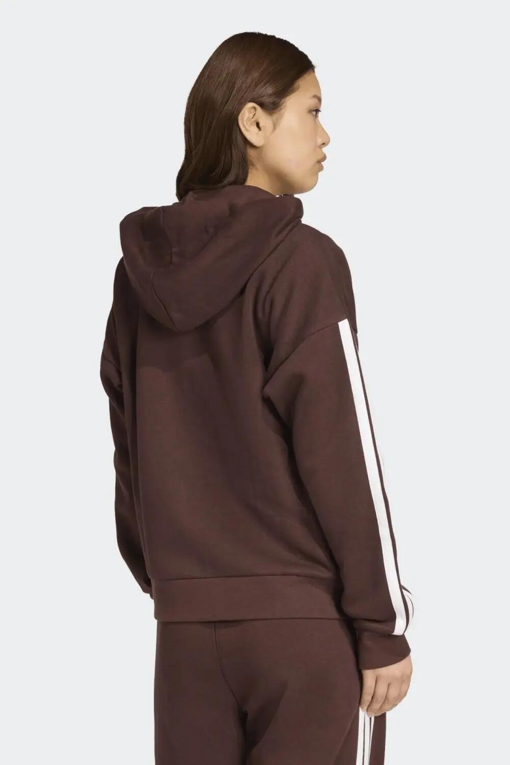 Sudadera con capucha de felpa de Adidas con cremallera completa y 3 franjas 3/6