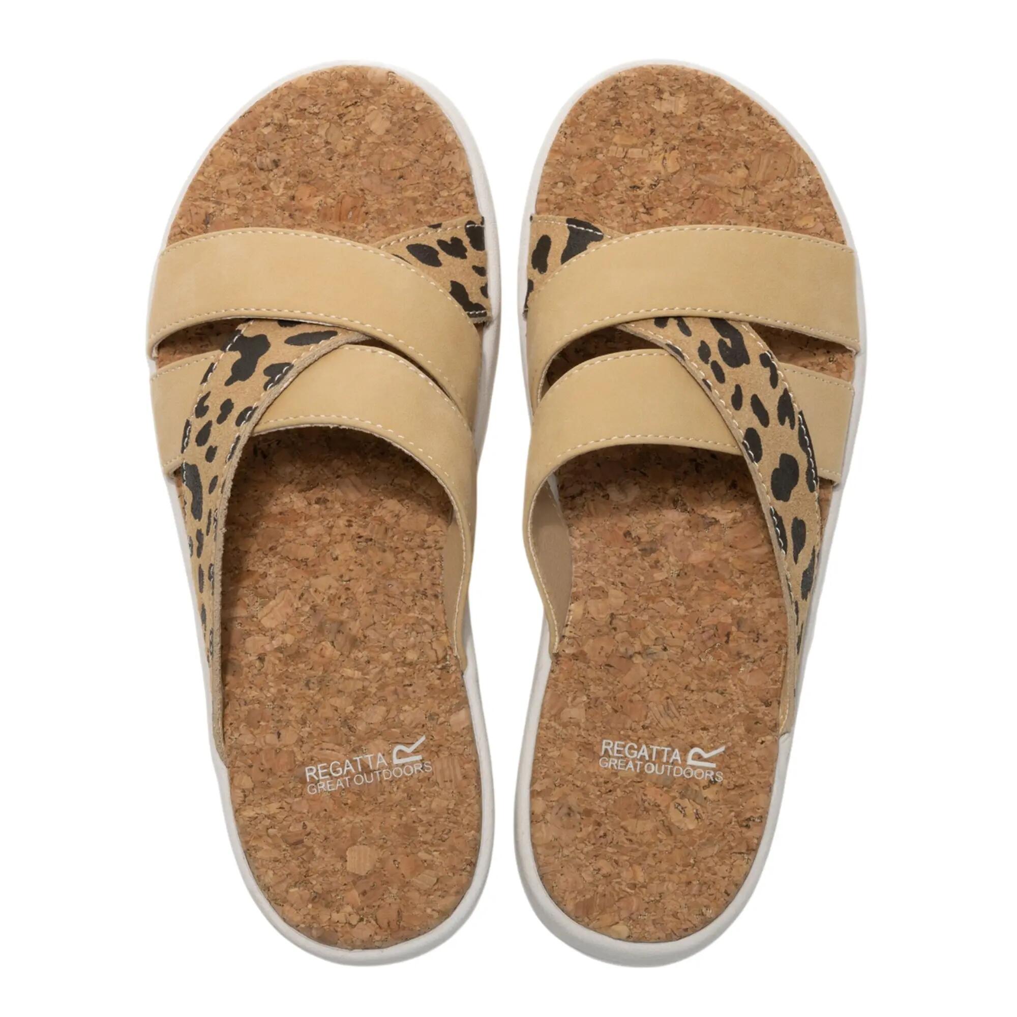 Sandales Motif/style Imprimé Léopard Et Uni CASSIE Femme (Beige Foncé Léopard) 7/7