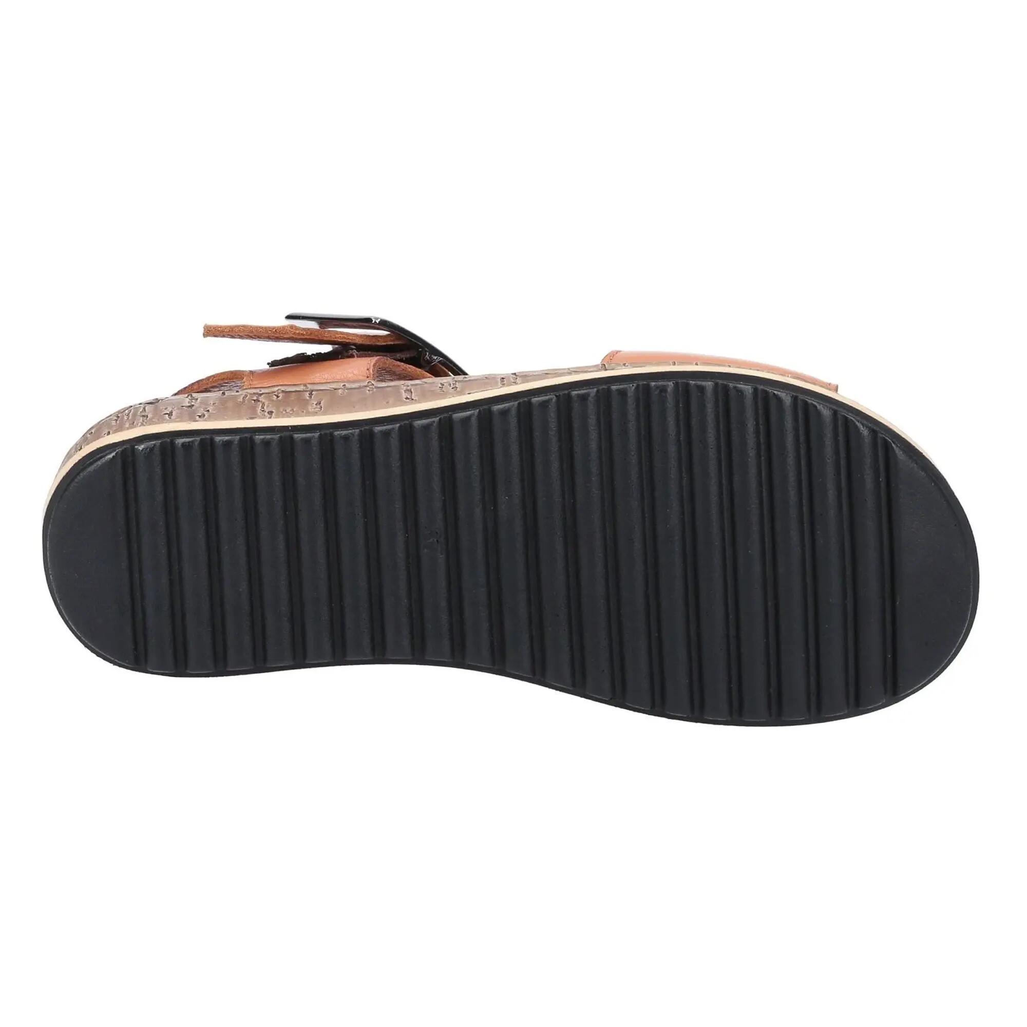 Sandalen mit Keilabsatz "Ellie", Leder Damen Hellbraun 4/4
