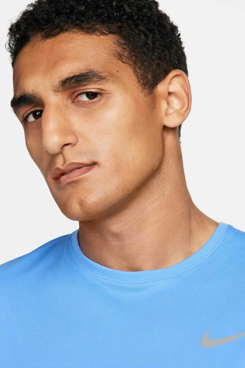 Camiseta Hombre Nike Miler Azul 3/4