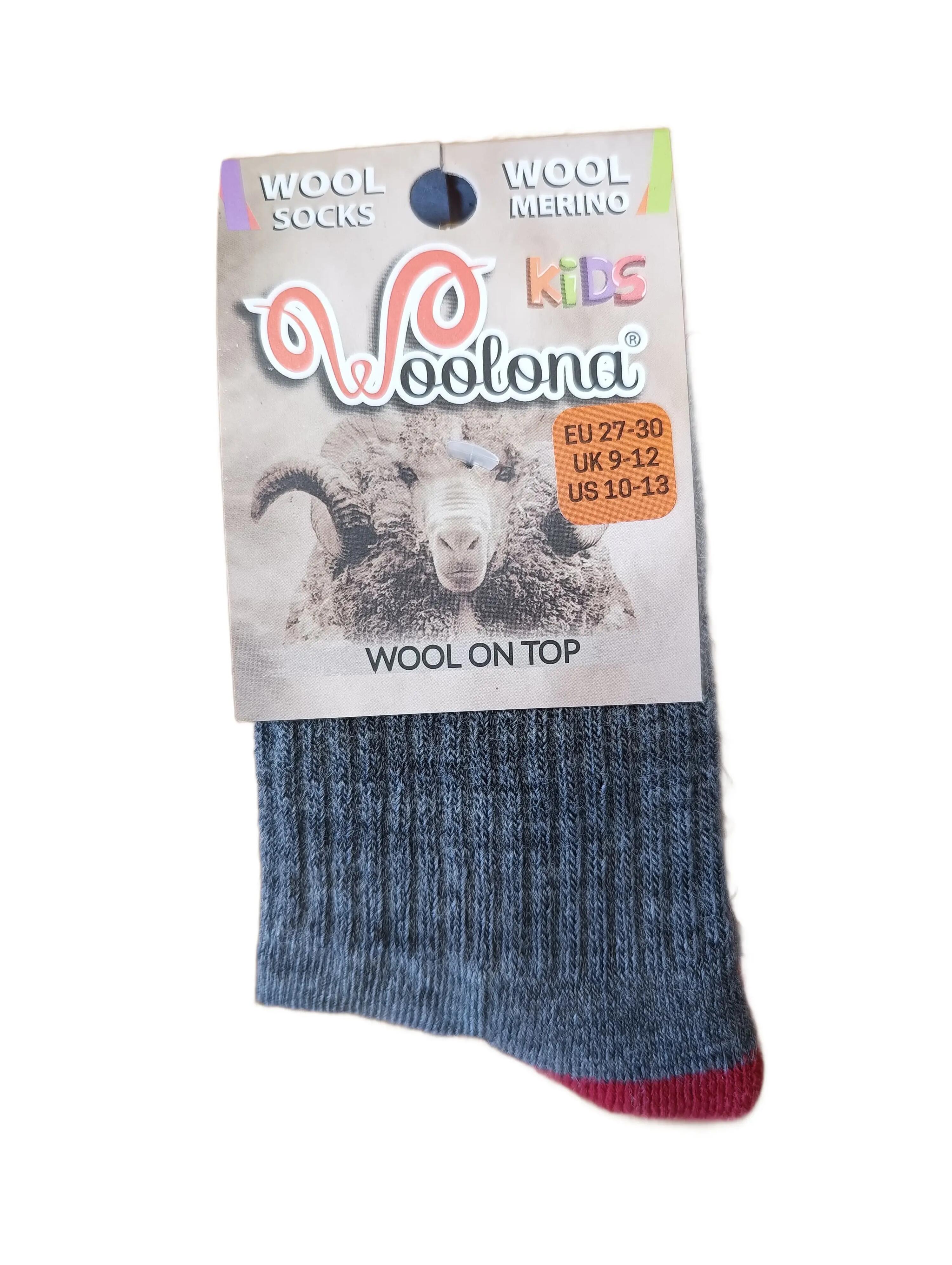Skarpetki dziecięce z wełny merino 27-30, czerwony 2/2