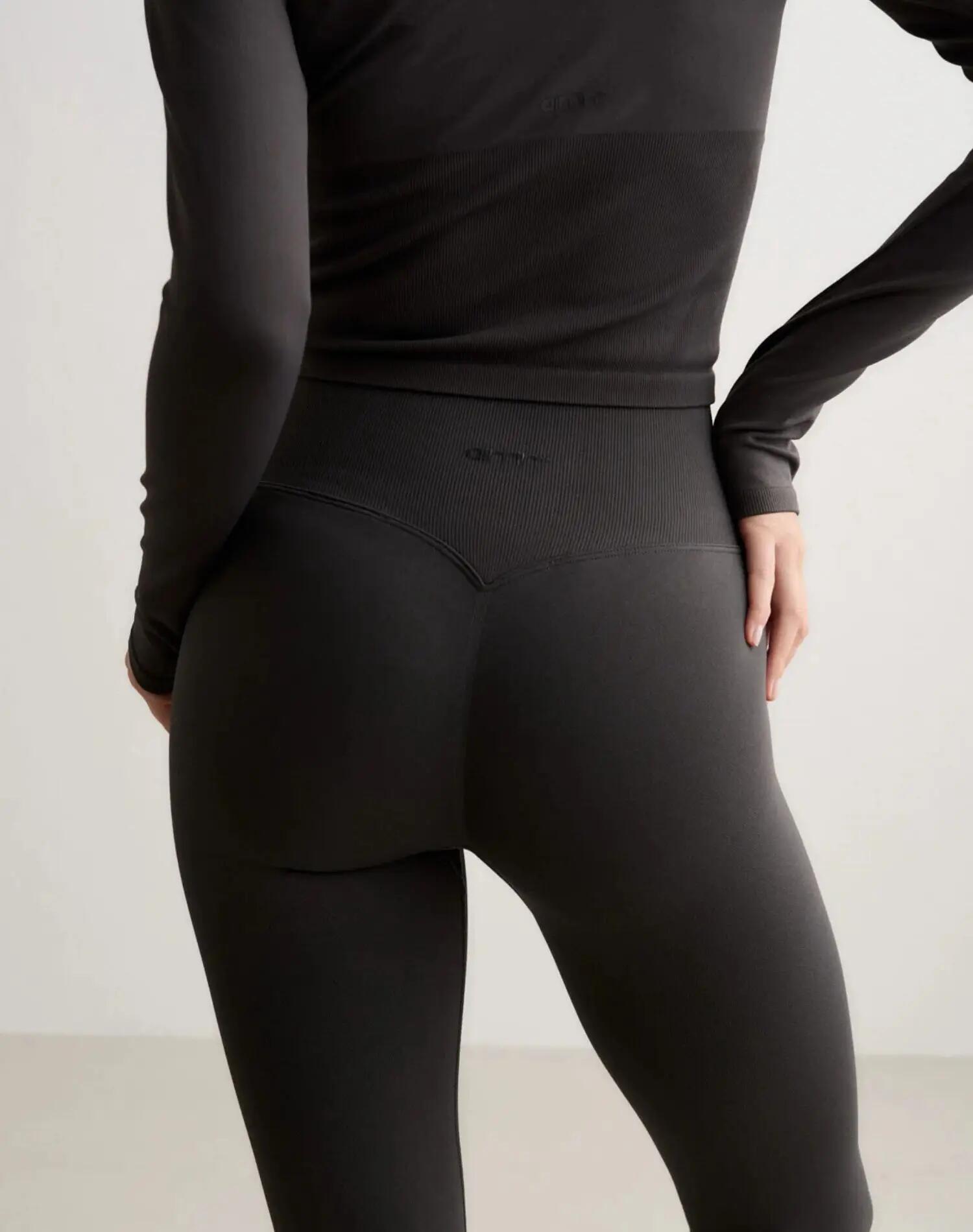 Damen Tights Extra Lang Hoher Bund invisible scrunch Shape Seamless Schattengrau 3/6