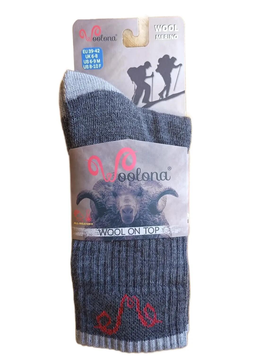 Skarpety trekkingowe z wełny Merino 39-42, khaki 2/2