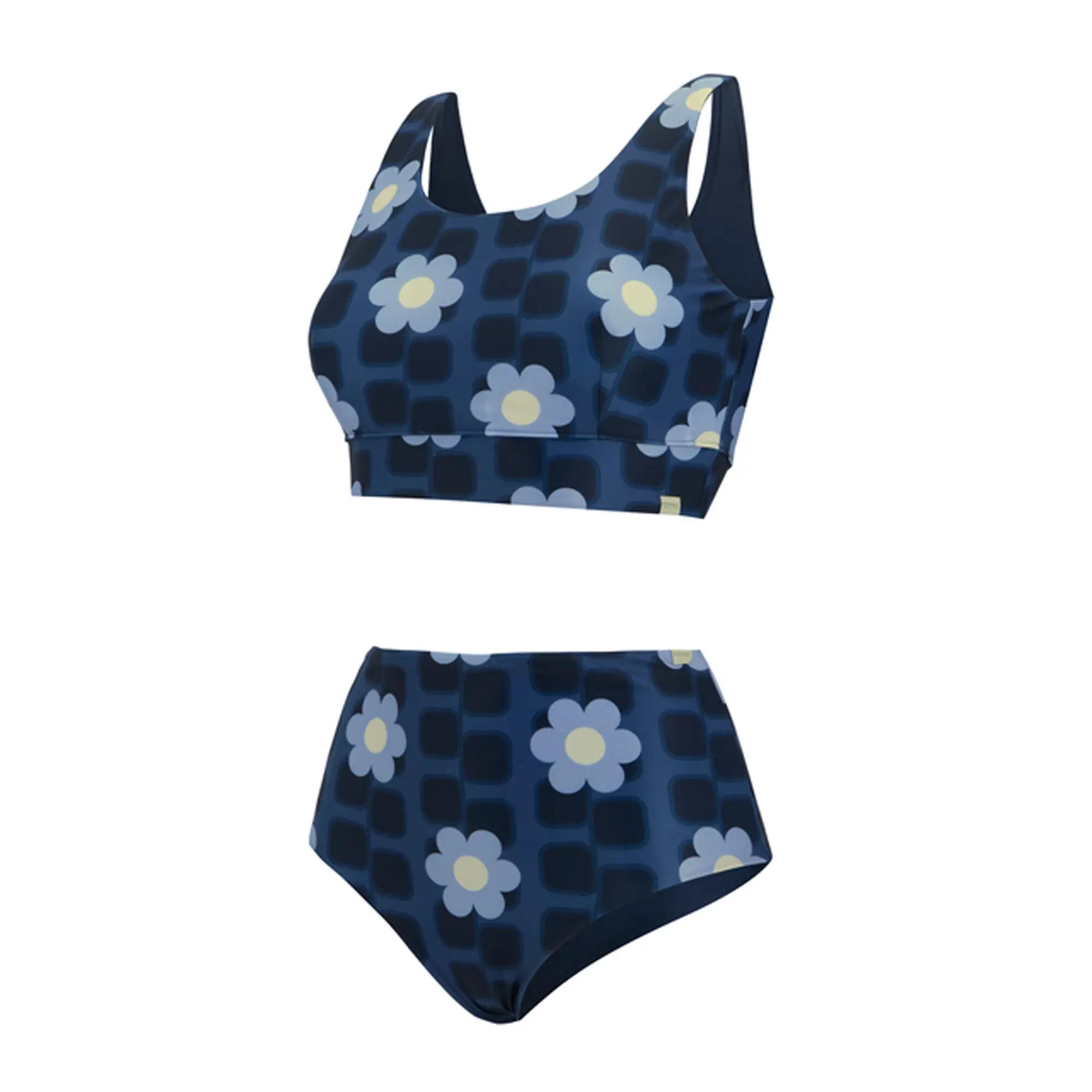 Bikini Mini Fiore Quadrato Reversibile Set Donna Regatta Orla Kiely Blu 7/7