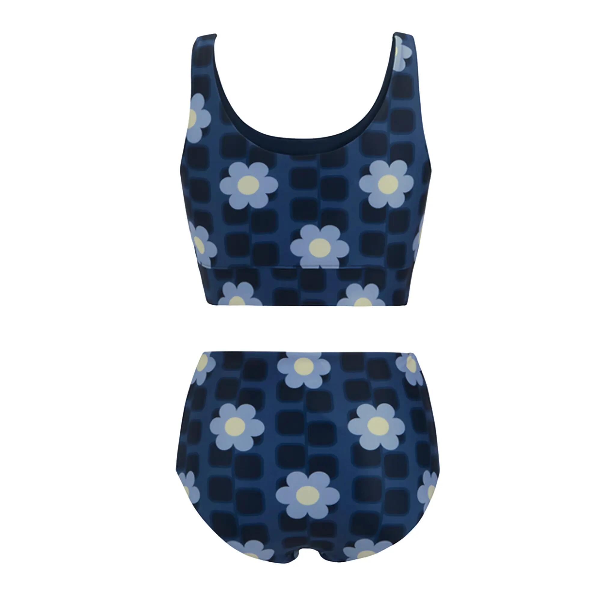 Bikini Mini Fiore Quadrato Reversibile Set Donna Regatta Orla Kiely Blu 6/7