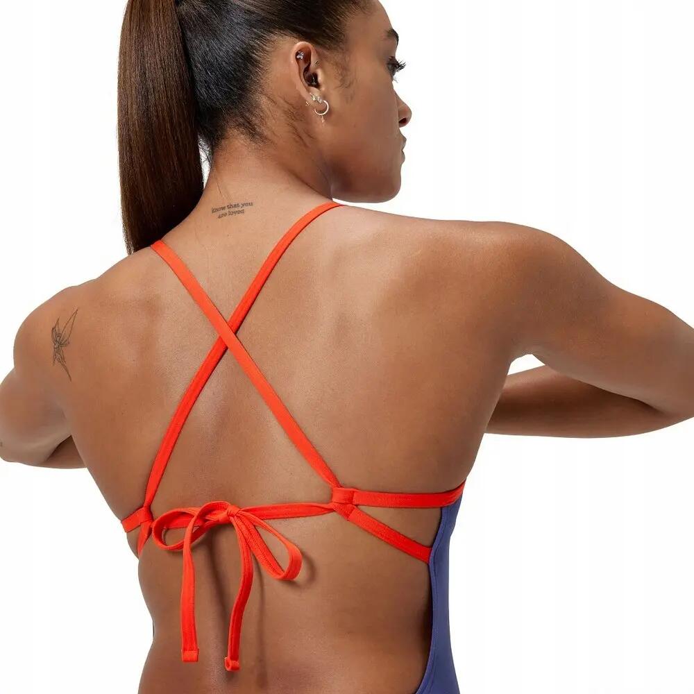 "Solid" Badeanzug für ,Hinten geknotet Damen Blau 6/6