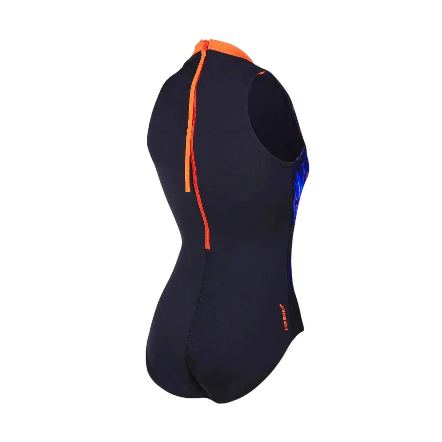 Womens/Ladies Abstract One Piece Swimsuit (Navy/Pink) 3/4