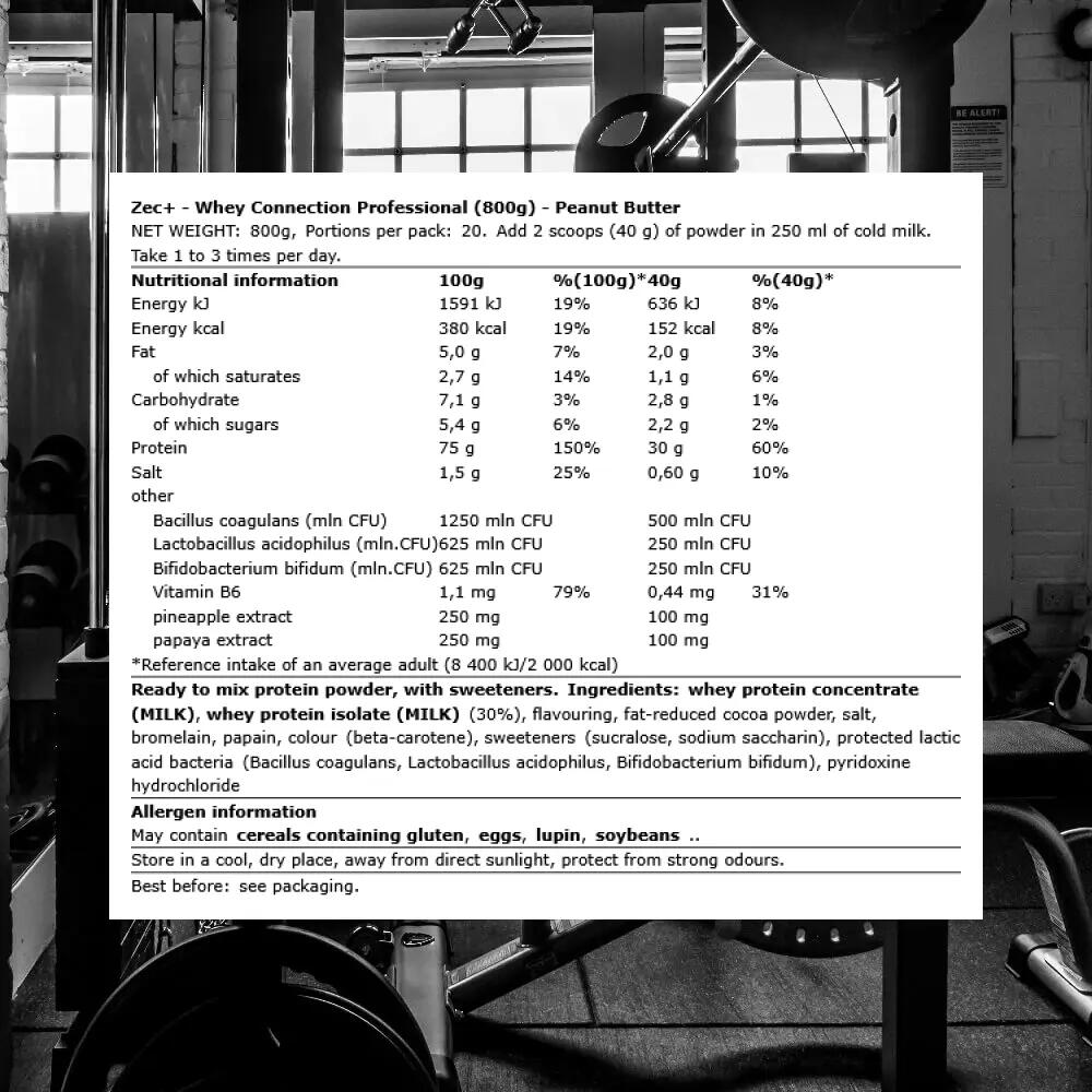 Zec+ Whey Connection Professional (800g) Peanut Butter - Protéines 3/3